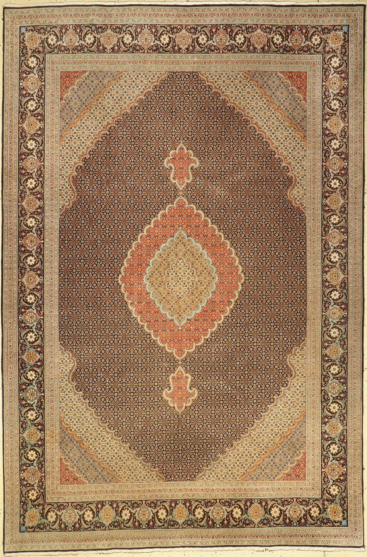 Täbriz fein(50 Raj), Persien, ca. 60 Jahre,Korkwolle mit Seide, ca. 302 x 203 cm, EHZ: 2