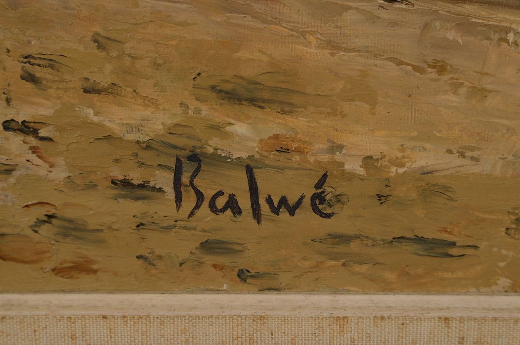 Detail a: Arnold Balwé, 1898 Dresden-1983 Feldwies am Chiemsee, Studium an den Akademien Antwerpen und München, hier: Hafenszene, wohl Antwerpen, 1920er ...