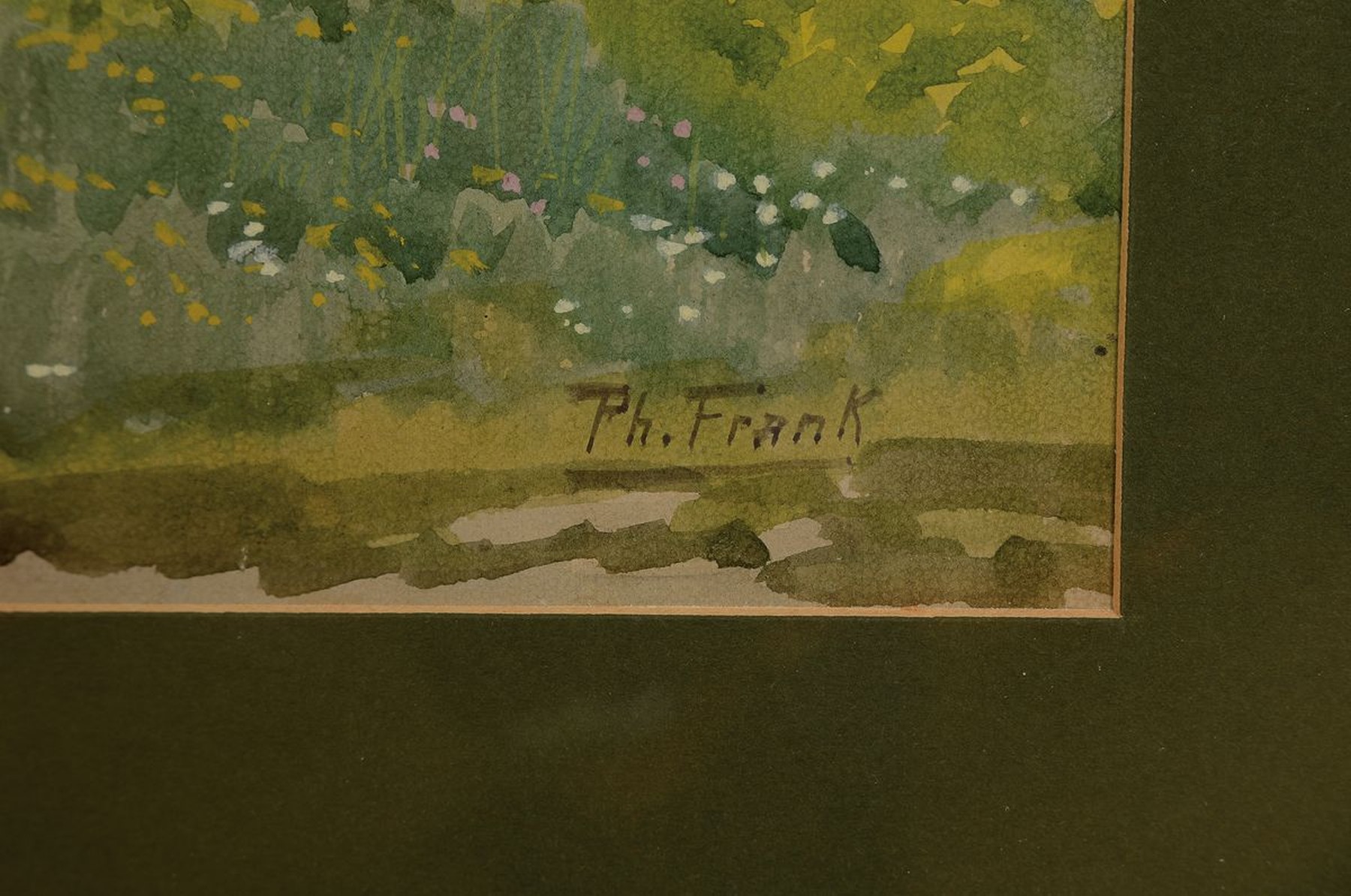 Detail a: Philipp Frank, 1871 Godramstein-1944 Queichheim, Blick auf ein Dorf und eine Burg in der Pfalz, Aquarell auf Papier, rechts unten signiert, ca. ...