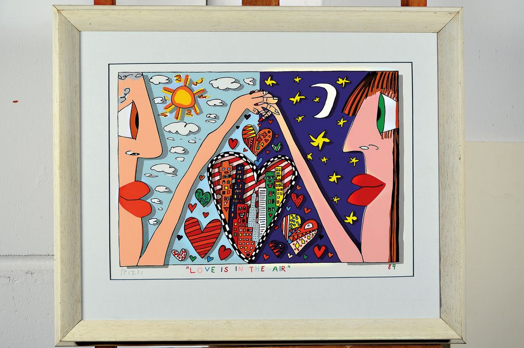 Detail k: James Rizzi, 1950-2011, Love is in the air, Farbsiebdruck von 1989, handsigniert, ca. 26x39cm, PP, u.Gl., R. ca. 46x56cm