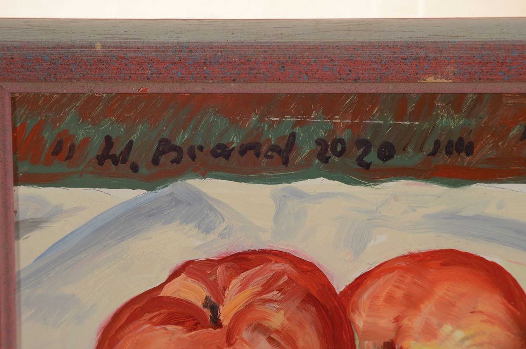 Detail a: Werner Brand, geb. 1933 Löbau, lebt und arbeitet in der Pfalz, Stillleben mit Äpfeln, Öl/Hartfaser, links oben signiert, ca. 24x30cm, R. ca. ...