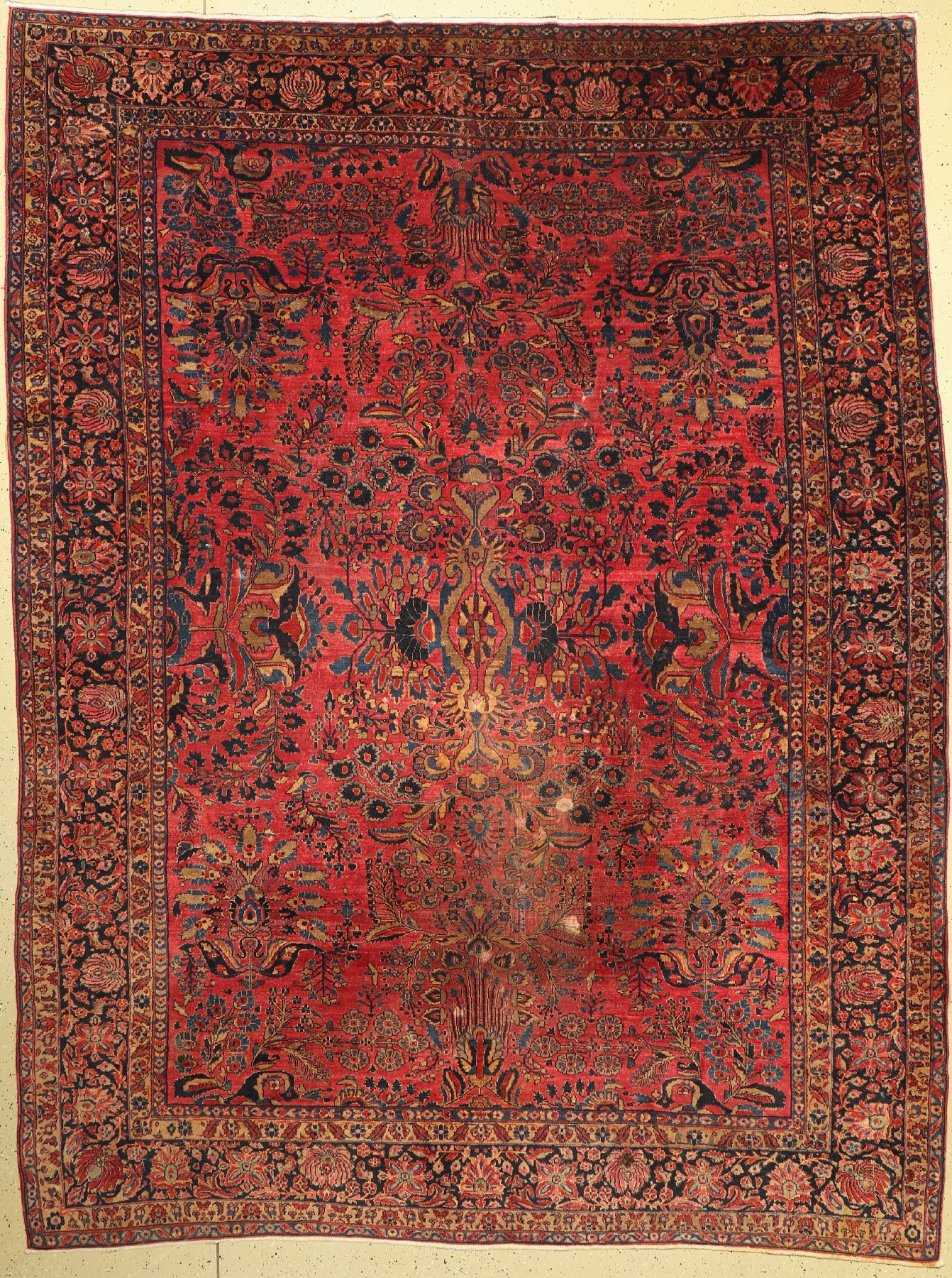 Us Re-Import Sarogh antik, Persien, um 1920, Wolle auf Baumwolle, ca. 350 x 265 cm, EHZ: 4-5