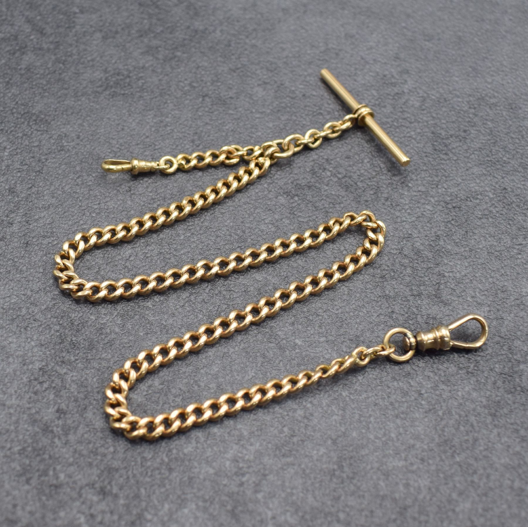 Detail d: Taschenuhrkette in RoseG 585/000, um 1900, mit 2 Karabiner & Knebel, L. ca. 38 cm, Gew. ca. 36g, verwendb., aus dem Nachlass eines Sammlers