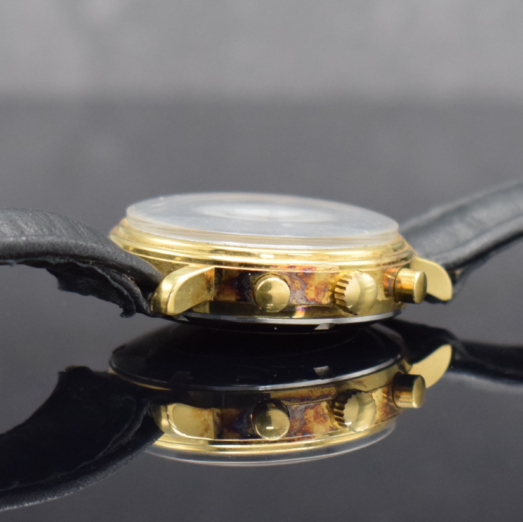 Detail d: EBERHARD & Co. limitierter Herrenchronograph zum 100 jährigen Firmenjubiläum, Schweiz um 1987, Automatik, verg. Geh. m. verschr. Stahlboden, ...