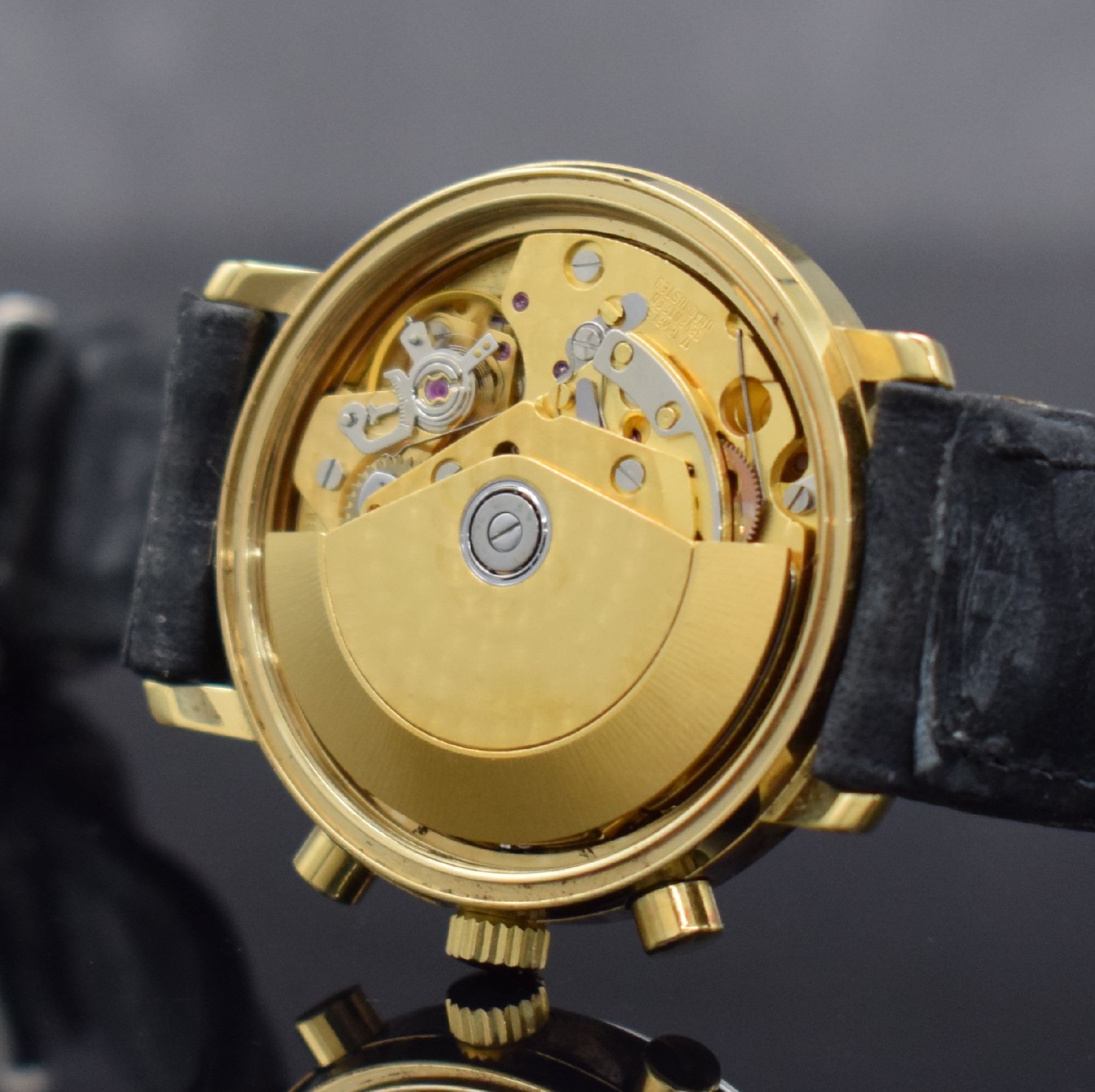 Detail g: EBERHARD & Co. limitierter Herrenchronograph zum 100 jährigen Firmenjubiläum, Schweiz um 1987, Automatik, verg. Geh. m. verschr. Stahlboden, ...