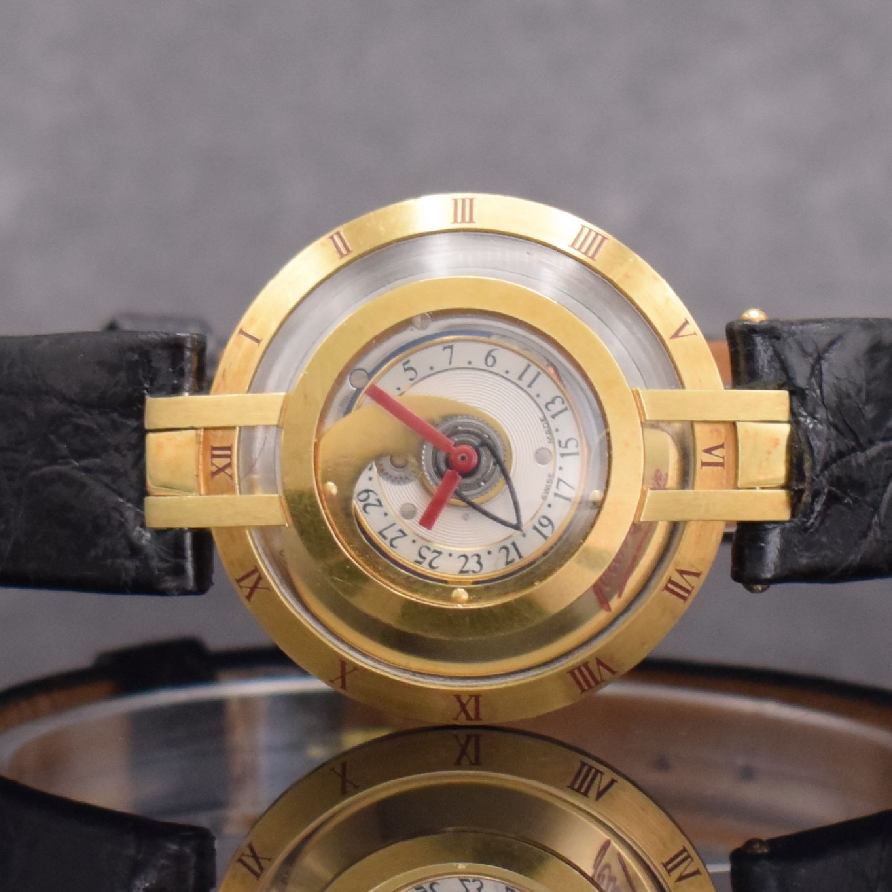 Detail a: JEAN d´EVE Samara sehr seltene Quartz- Automatik Armbanduhr in GG 750/000, Schweiz um 1990, die erste Quartz-Automatikuhr der Welt, ...