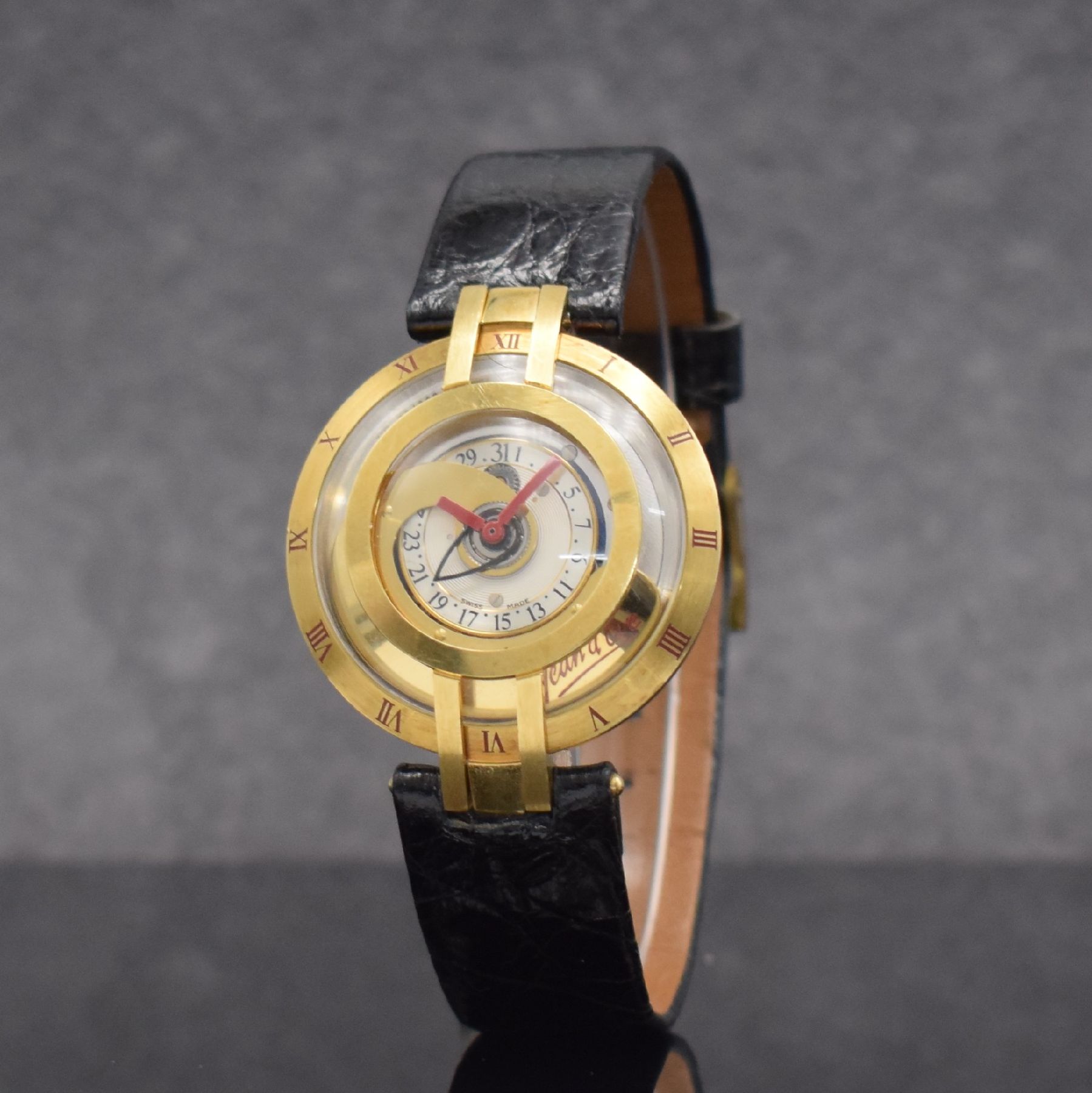 Detail b: JEAN d´EVE Samara sehr seltene Quartz- Automatik Armbanduhr in GG 750/000, Schweiz um 1990, die erste Quartz-Automatikuhr der Welt, ...