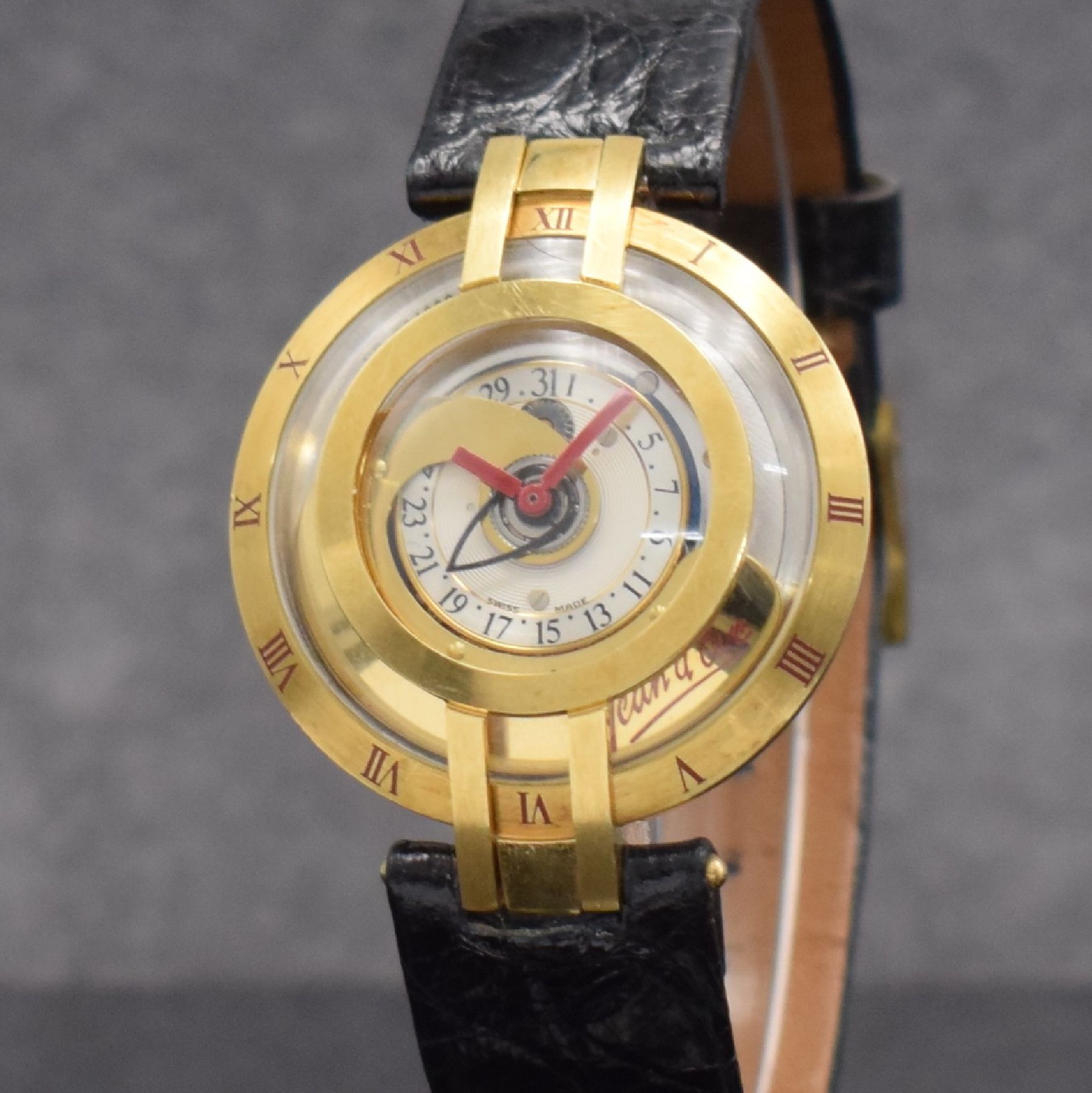 Detail c: JEAN d´EVE Samara sehr seltene Quartz- Automatik Armbanduhr in GG 750/000, Schweiz um 1990, die erste Quartz-Automatikuhr der Welt, ...