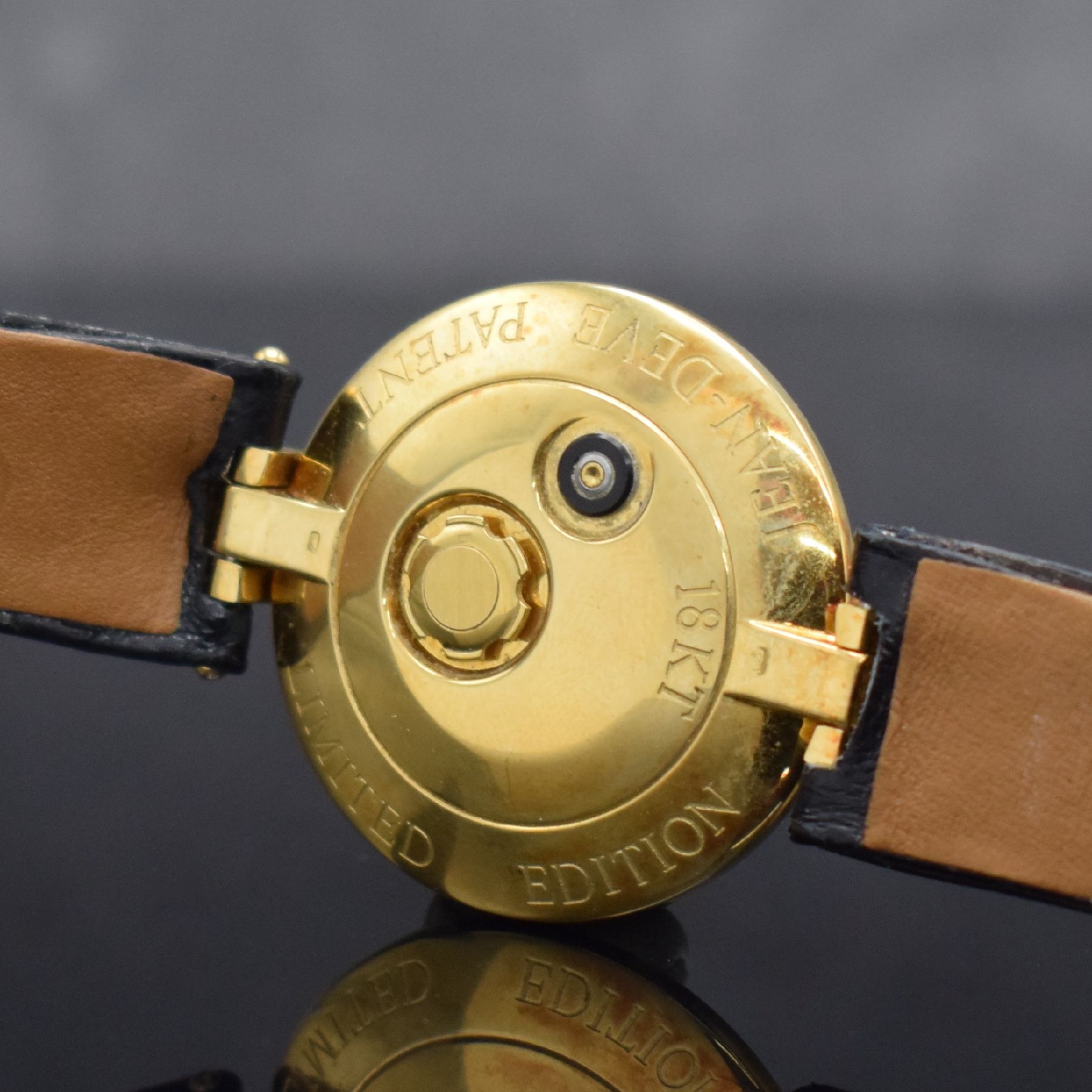 Detail d: JEAN d´EVE Samara sehr seltene Quartz- Automatik Armbanduhr in GG 750/000, Schweiz um 1990, die erste Quartz-Automatikuhr der Welt, ...