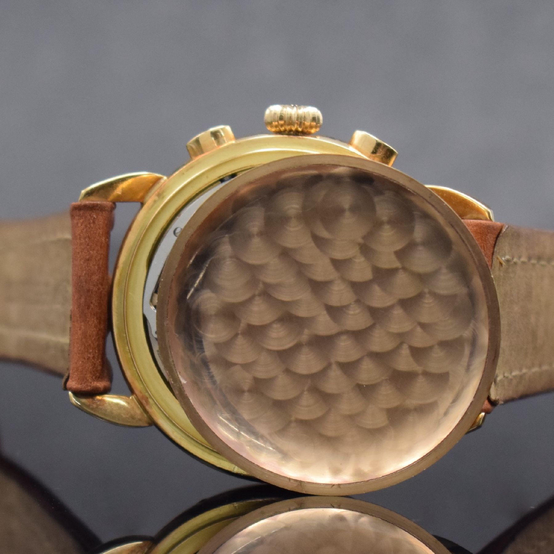 Detail h: BREITLING Datora sehr seltener Schaltradchronograph mit Vollkalender in RG 750/000 Referenz 1939, Schweiz um 1980, Handaufzug, in nur wenigen ...