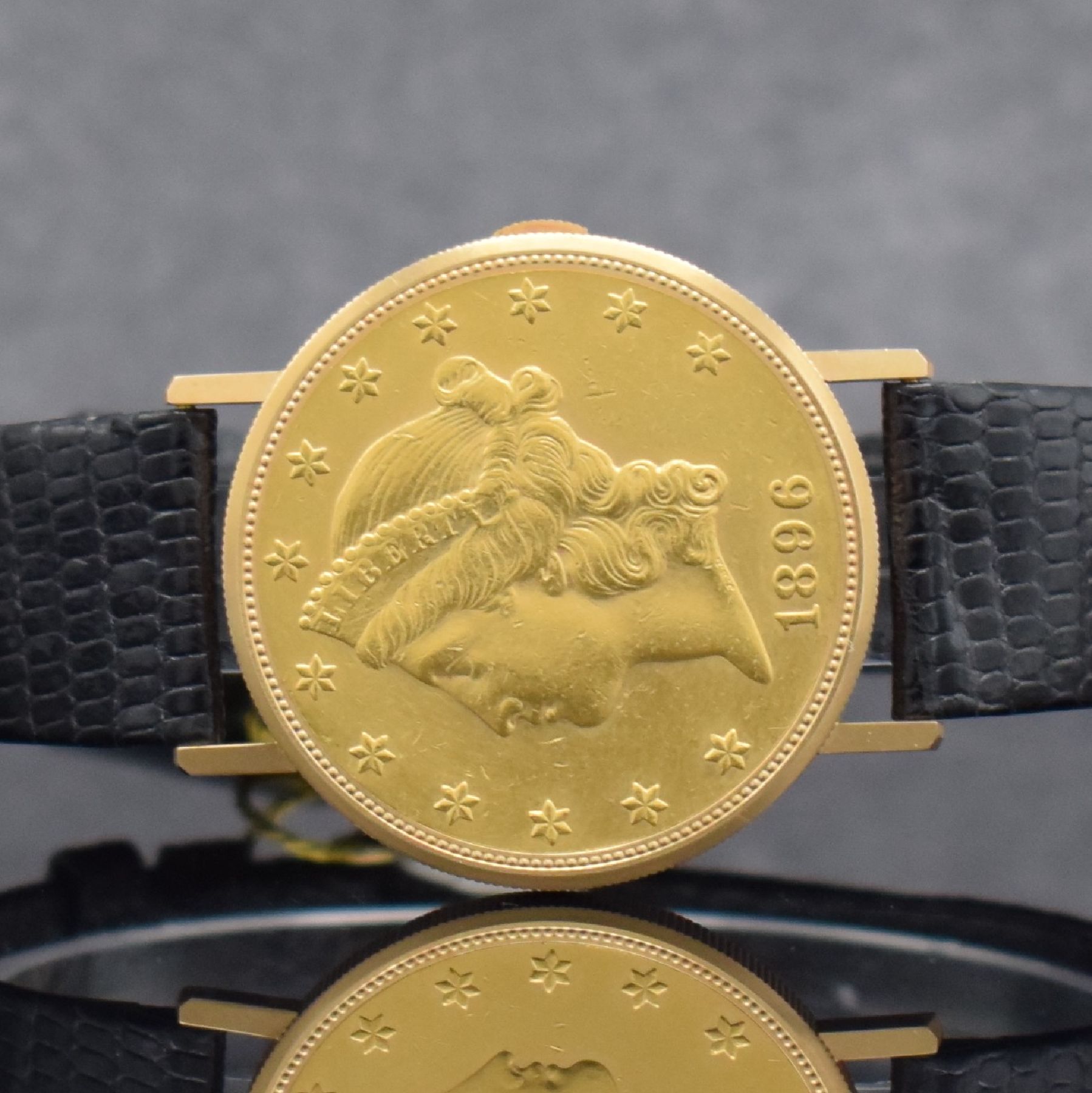 Detail a: VACHERON & CONSTANTIN 20-Dollar-Münz Armbanduhr, Schweiz um 1980, Handaufzug, Ref. 33019, Sprungdeckel-Geh. aus einer 20- Dollar-Münze v. 1896, ...