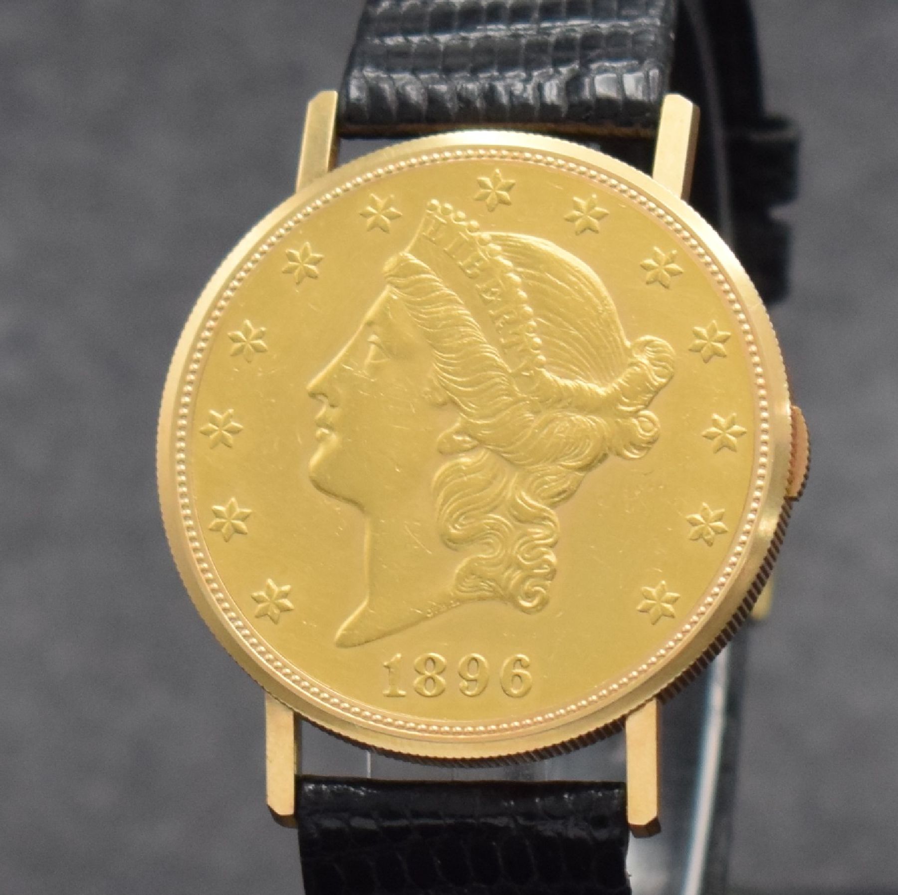 Detail f: VACHERON & CONSTANTIN 20-Dollar-Münz Armbanduhr, Schweiz um 1980, Handaufzug, Ref. 33019, Sprungdeckel-Geh. aus einer 20- Dollar-Münze v. 1896, ...