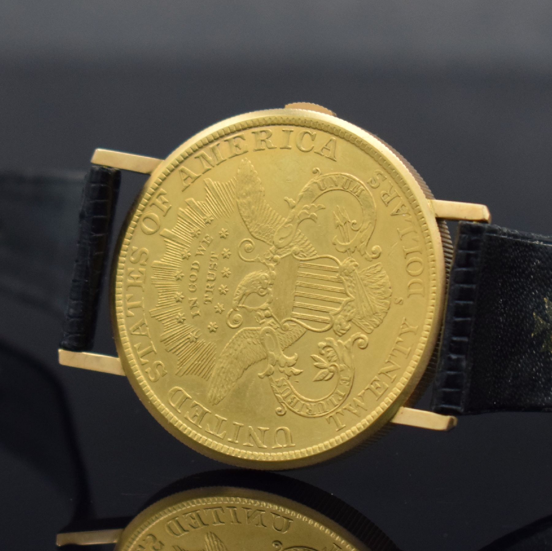 Detail g: VACHERON & CONSTANTIN 20-Dollar-Münz Armbanduhr, Schweiz um 1980, Handaufzug, Ref. 33019, Sprungdeckel-Geh. aus einer 20- Dollar-Münze v. 1896, ...