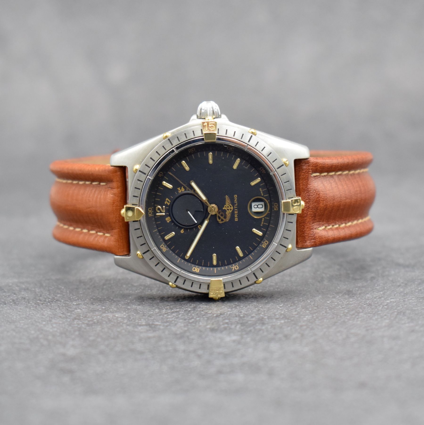 BREITLING Antares Power Reserve Referenz 81980 sehr gut erhaltene Herrenarmbanduhr, Schweiz um 1995, Automatik, verschr. Edelstahlgeh., eins. drehb. ...