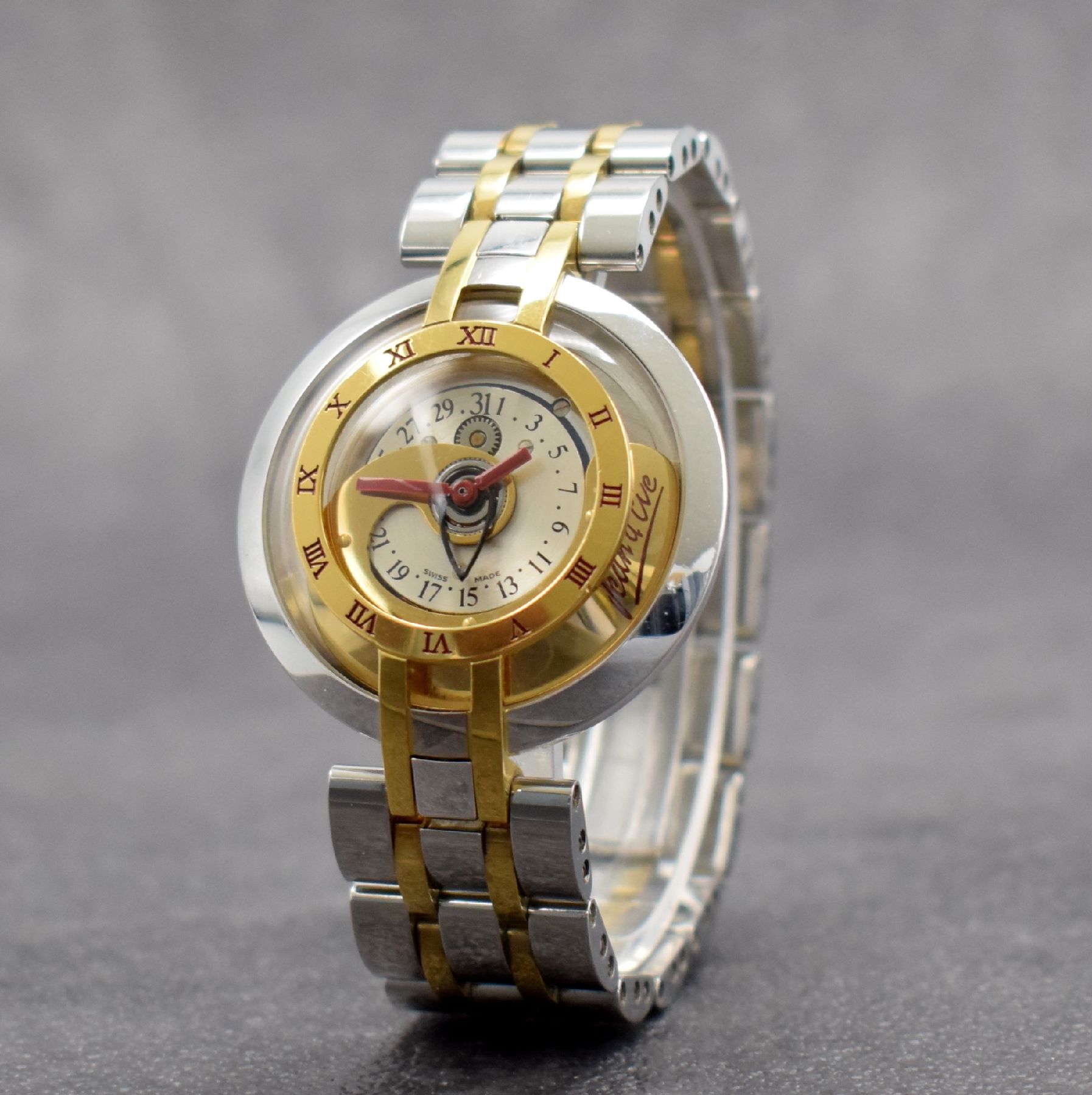 Detail b: JEAN d´EVE 2 seltene Armbanduhren Modell Samara, Schweiz um 1990, quarz mit Automatik-Generator-Prinzip, Stahlgeh. teils verg. m. 1x orig. Lederband ...