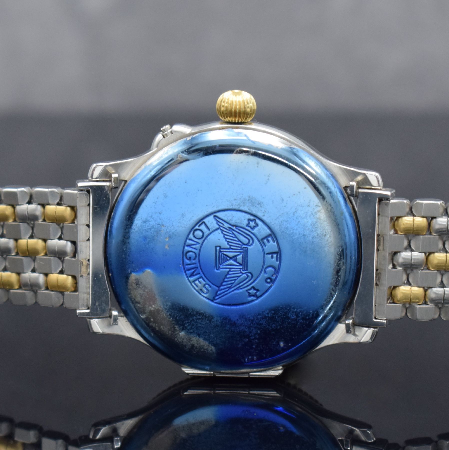 Detail f: LONGINES Stundenwinkeluhr nach Charles A. Lindbergh sog. Hour Angle Watch, Schweiz um 1994, Automatik, Ref. 628.5240, Geh. m. Scharnierboden in ...
