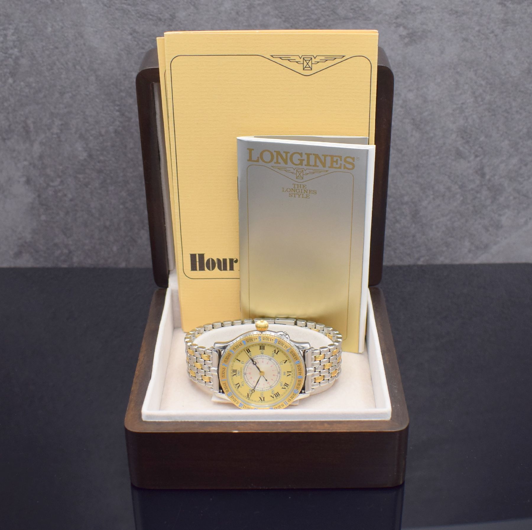 Detail j: LONGINES Stundenwinkeluhr nach Charles A. Lindbergh sog. Hour Angle Watch, Schweiz um 1994, Automatik, Ref. 628.5240, Geh. m. Scharnierboden in ...