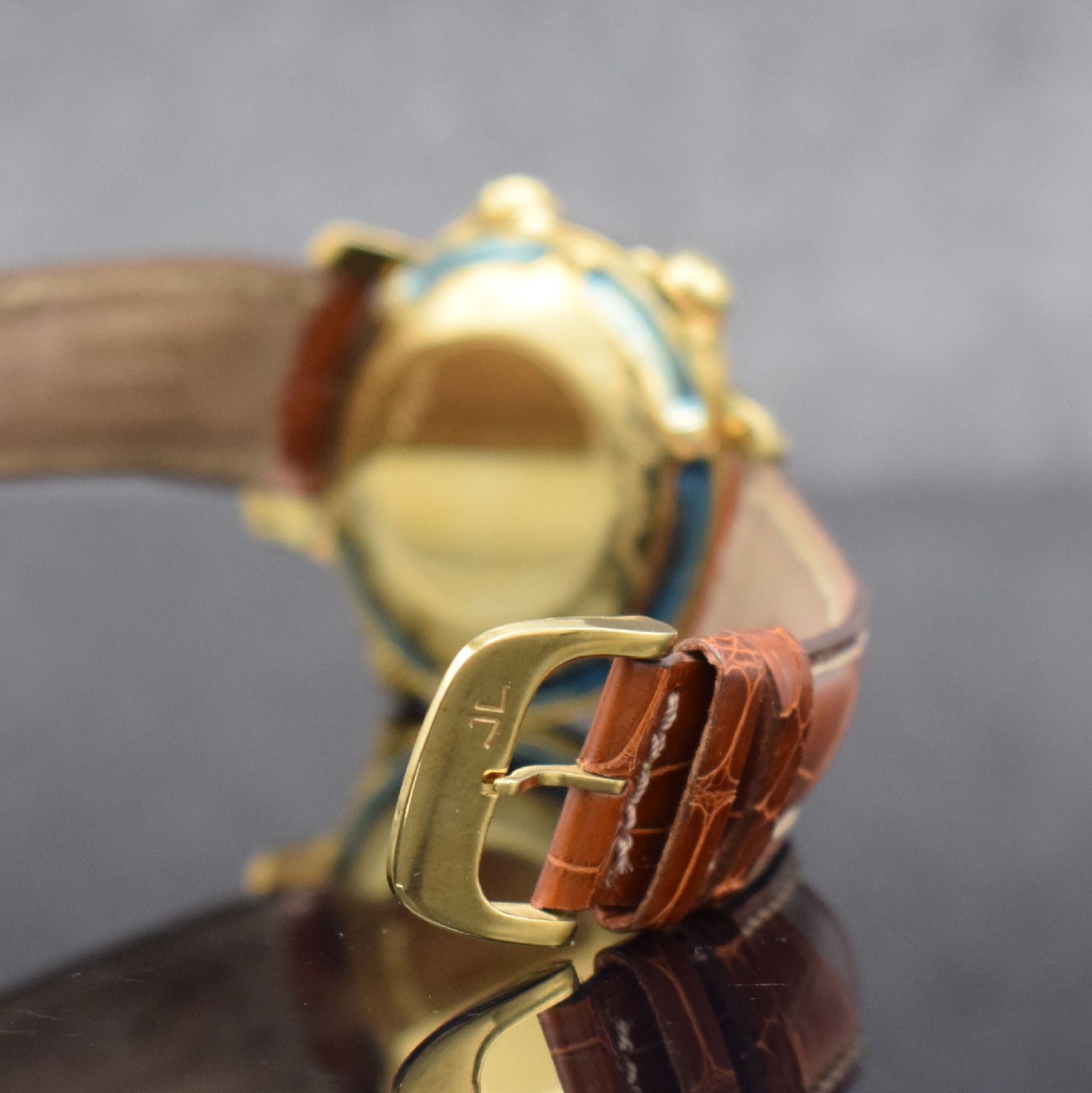 Detail d: Jaeger-LeCoultre astronomische Herrenarmbanduhr Calendrier Perpetual Grand Reveil in GG 750/000 Referenz 180.140.990, Schweiz um 1990, massives ...