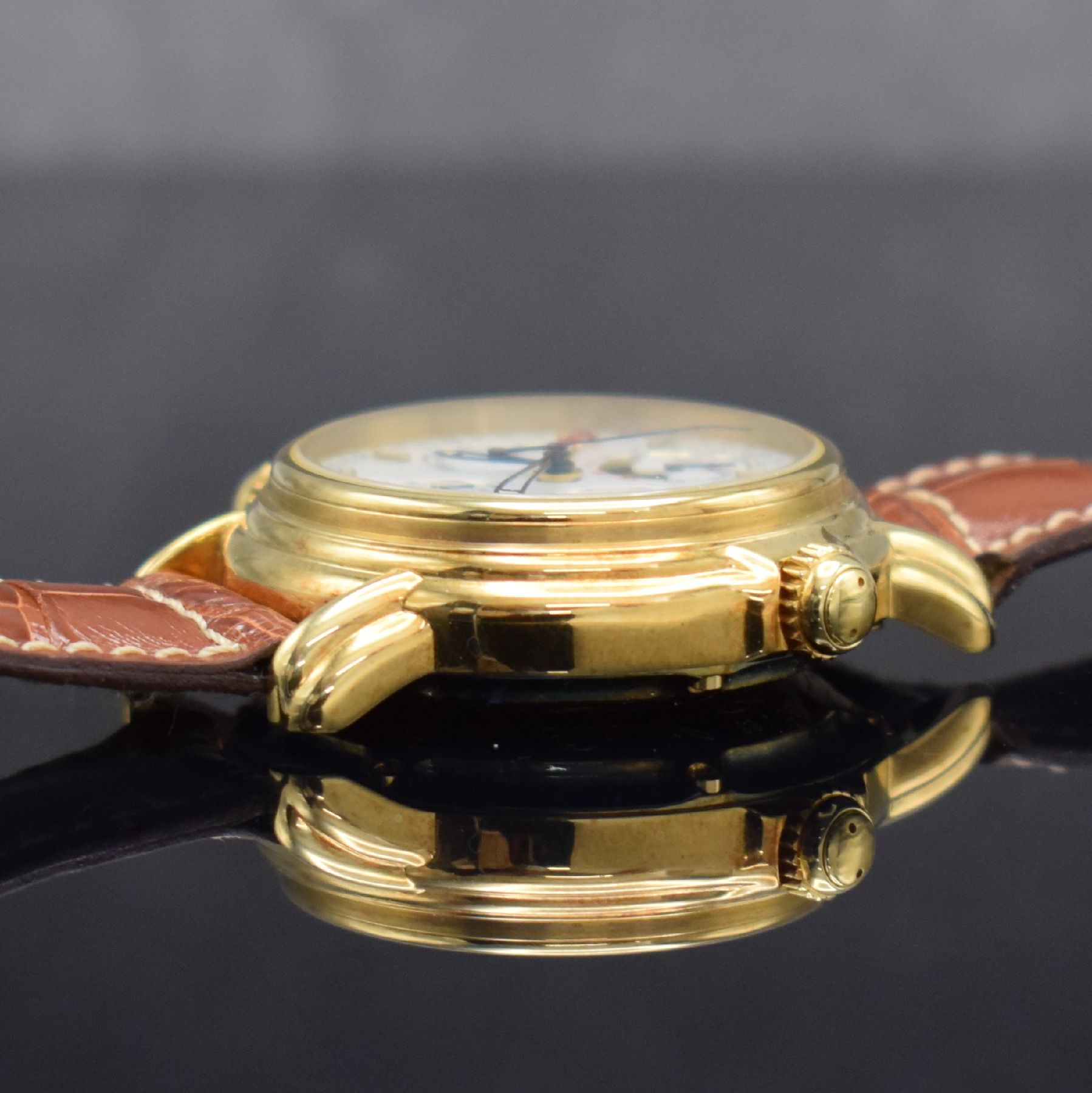 Detail f: Jaeger-LeCoultre astronomische Herrenarmbanduhr Calendrier Perpetual Grand Reveil in GG 750/000 Referenz 180.140.990, Schweiz um 1990, massives ...