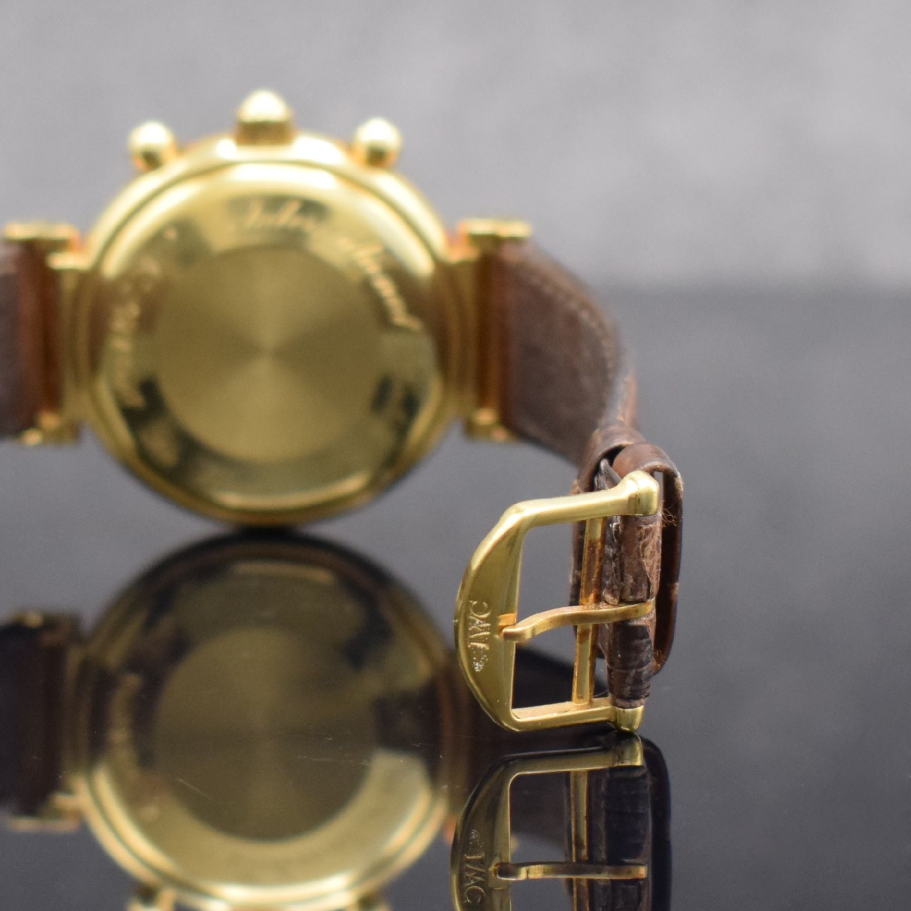 Detail d: IWC feiner, astronomischer Armbandchronograph mit ewigem Kalender Modell Da Vinci in GG 750/000 Referenz 3750, Automatik, Schweiz um 1985, massives ...