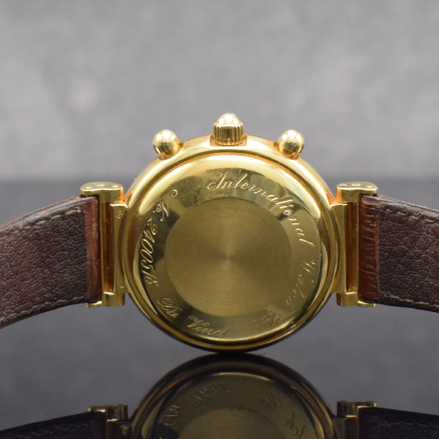 Detail f: IWC feiner, astronomischer Armbandchronograph mit ewigem Kalender Modell Da Vinci in GG 750/000 Referenz 3750, Automatik, Schweiz um 1985, massives ...