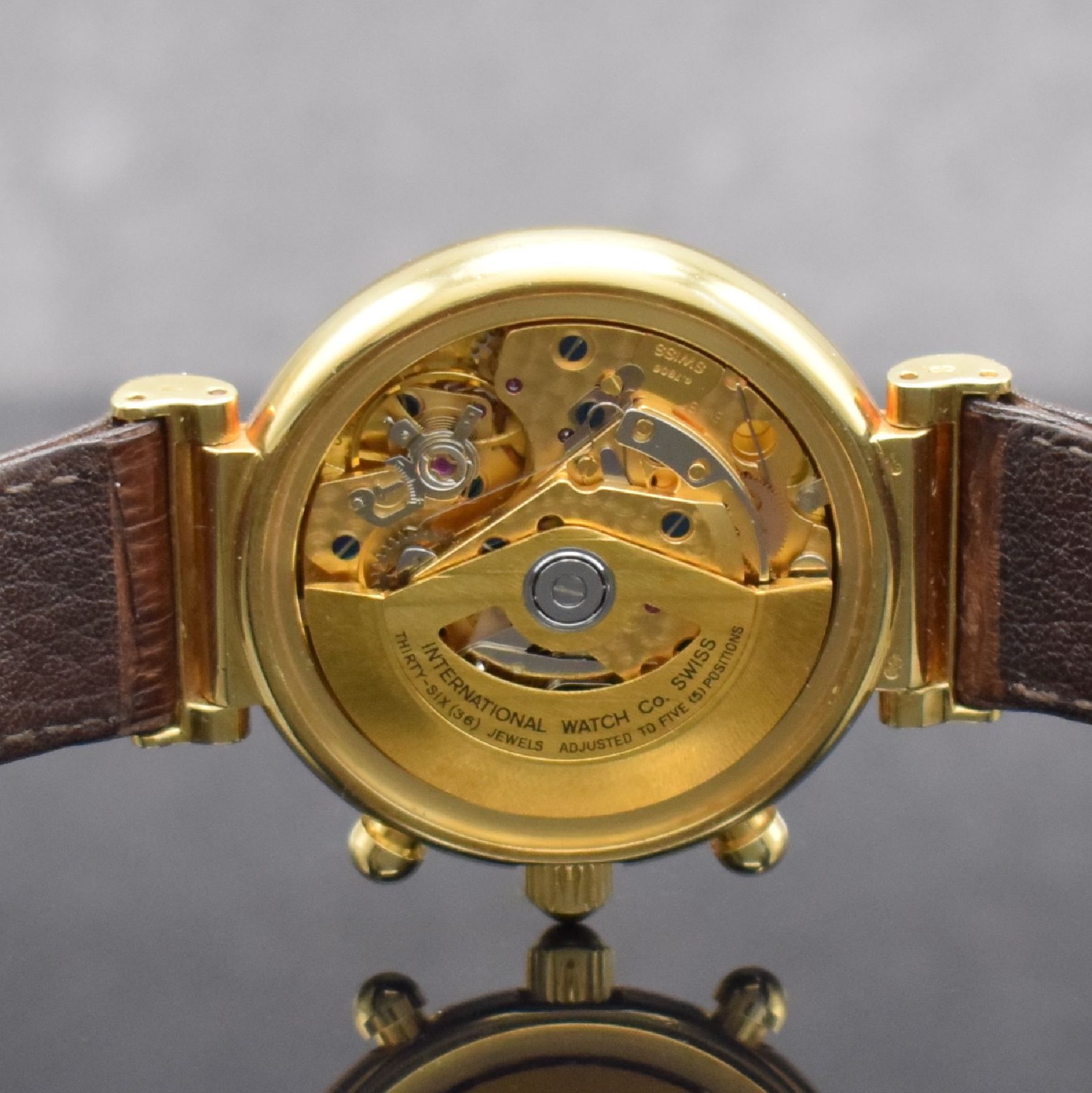 Detail h: IWC feiner, astronomischer Armbandchronograph mit ewigem Kalender Modell Da Vinci in GG 750/000 Referenz 3750, Automatik, Schweiz um 1985, massives ...