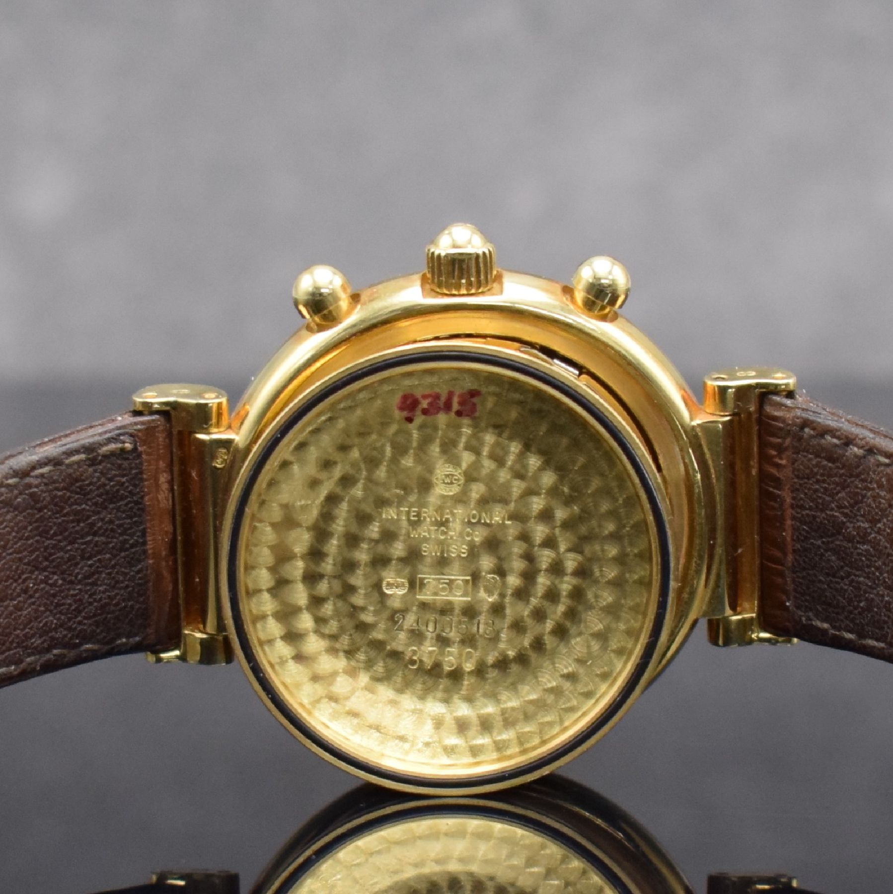 Detail i: IWC feiner, astronomischer Armbandchronograph mit ewigem Kalender Modell Da Vinci in GG 750/000 Referenz 3750, Automatik, Schweiz um 1985, massives ...