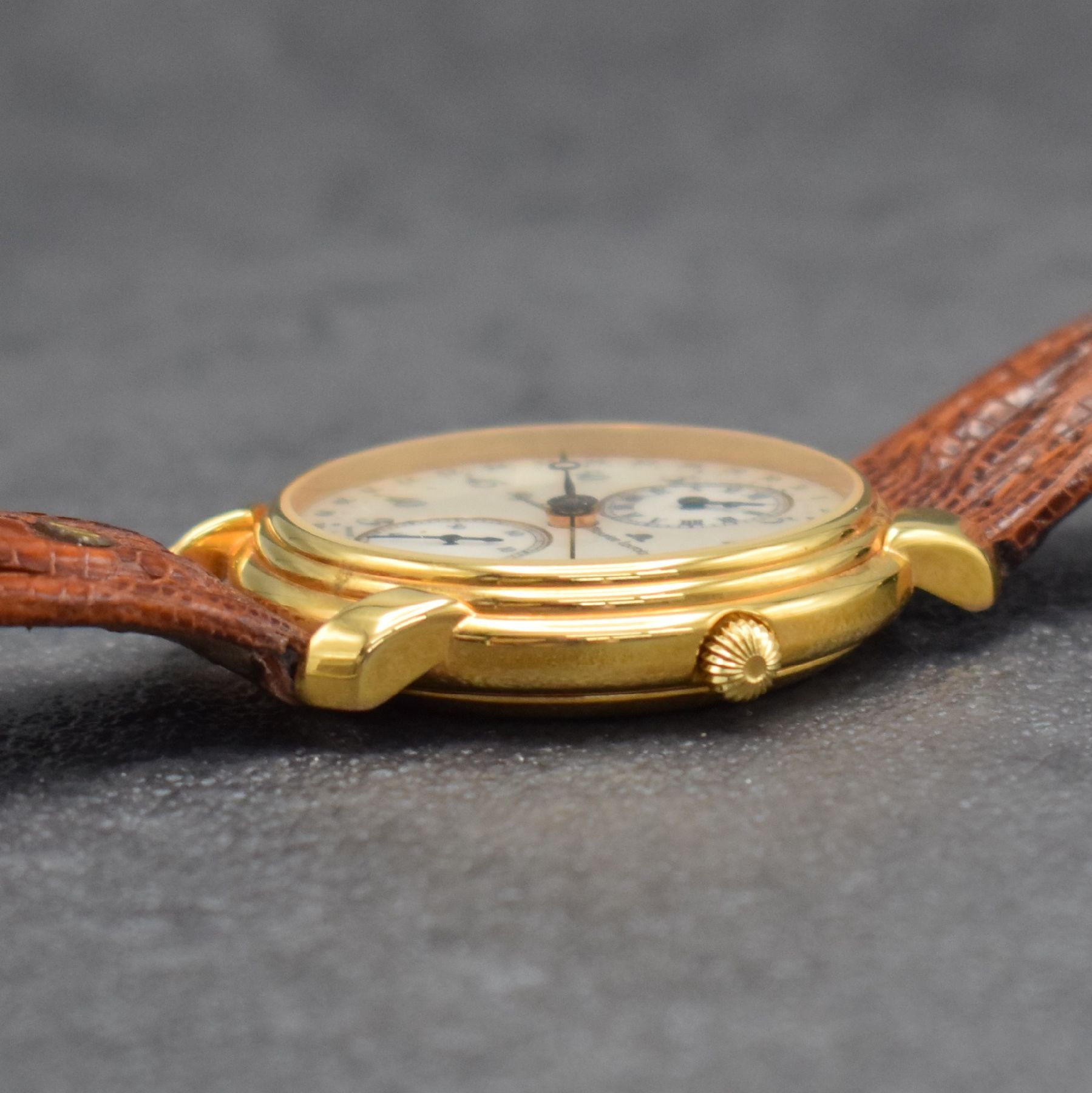 Detail d: MAURICE LACROIX Herrenarmbanduhr Regulateur Referenz 53401, Handaufzug, Schweiz um 1991, auf 999 Stück limitiertes Sondermodell, verg. Metallgeh. ...