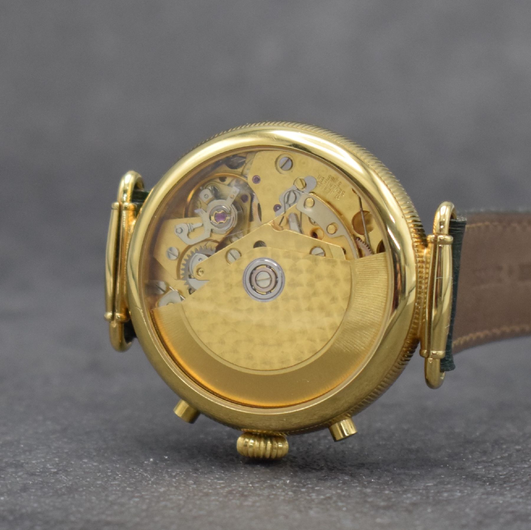 Detail g: BERNEY Armbandchronograph mit Vollkalenderanzeige, Automatik, Schweiz um 2000, verg., beids. vergl. Geh., Boden & Glasrand aufgedr., bewegl. ...