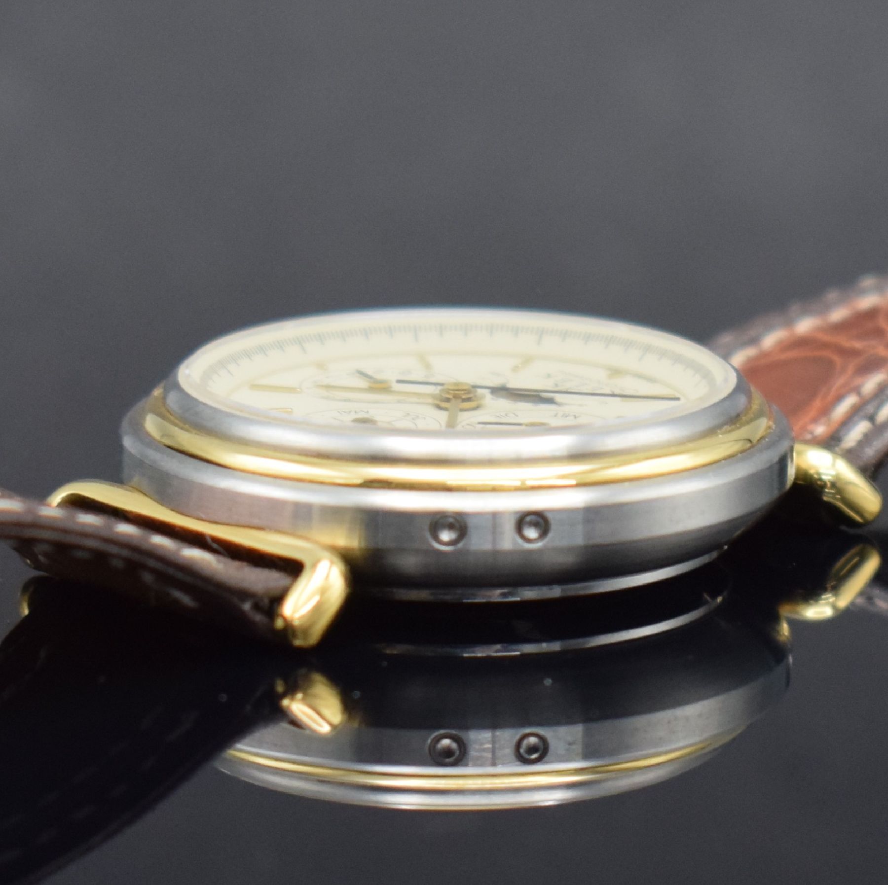 Detail f: KELEK CHRONOSWISS astronomische Herrenarmbanduhr mit ewigem Kalender in Stahl, Schweiz um 1985, Automatik, satiniertes Geh., verg. Lünette & ...