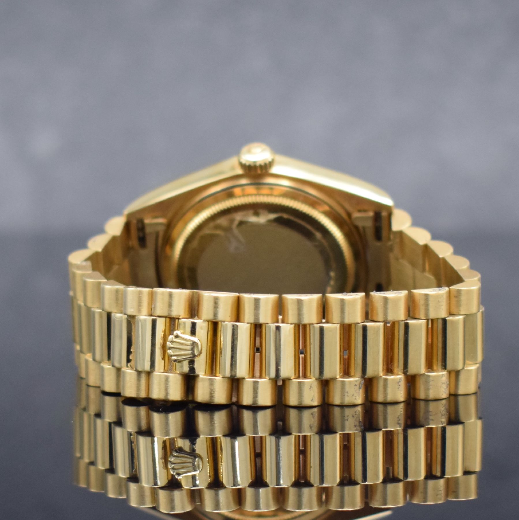 Detail c: ROLEX Herrenarmbanduhr Oyster Perpetual Day- Date in GG 750/000 Referenz 18038, Schweiz um 1982, Automatik, Chronometer der Superlative, ...
