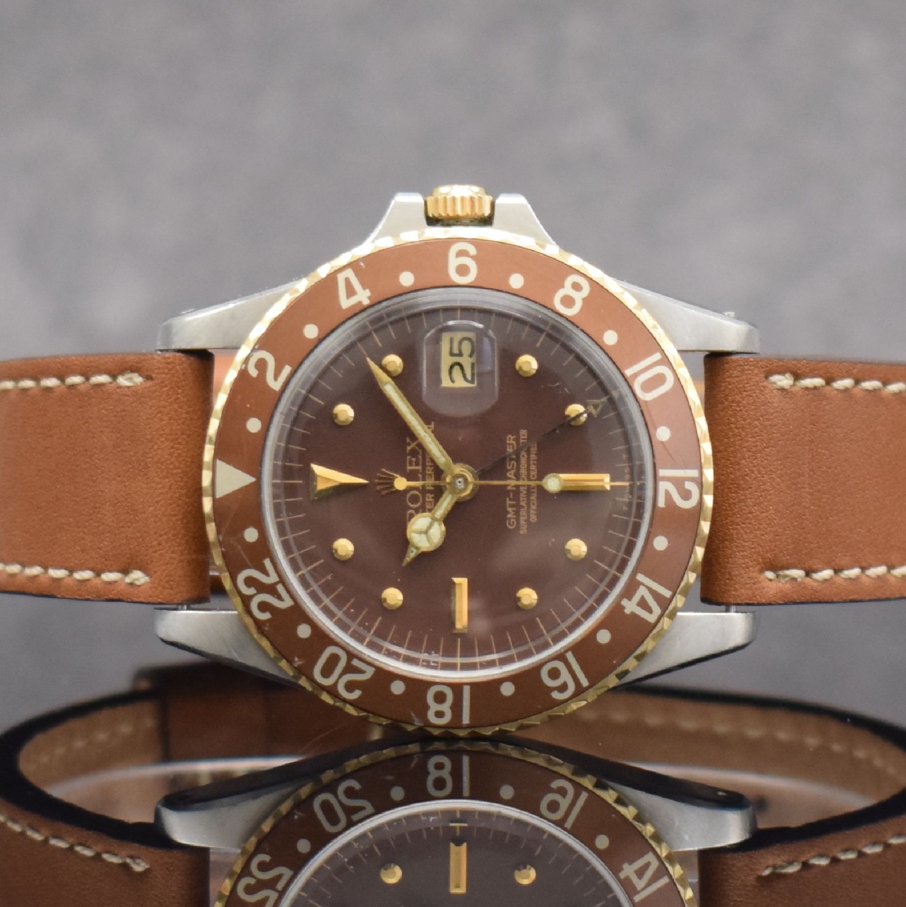 Detail a: ROLEX seltene Herrenarmbanduhr Oyster Perpetual GMT-Master Referenz 1675, Automatik, frühes Modell, gestempelt 2. Quartal 1967, Edelstahl/Gold ...