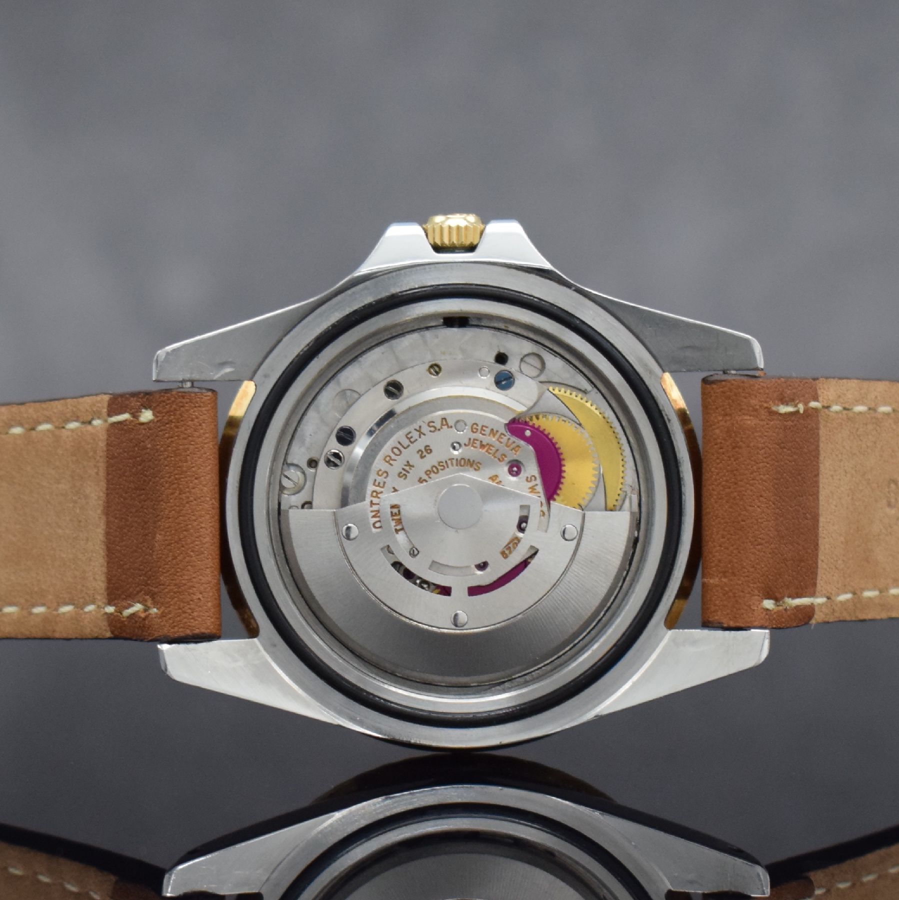 Detail f: ROLEX seltene Herrenarmbanduhr Oyster Perpetual GMT-Master Referenz 1675, Automatik, frühes Modell, gestempelt 2. Quartal 1967, Edelstahl/Gold ...