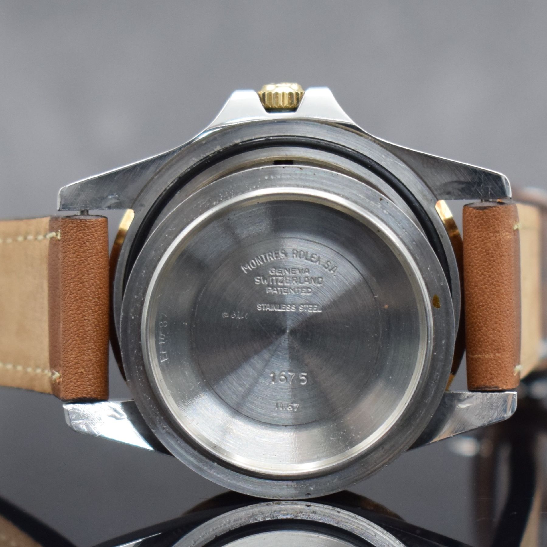 Detail h: ROLEX seltene Herrenarmbanduhr Oyster Perpetual GMT-Master Referenz 1675, Automatik, frühes Modell, gestempelt 2. Quartal 1967, Edelstahl/Gold ...