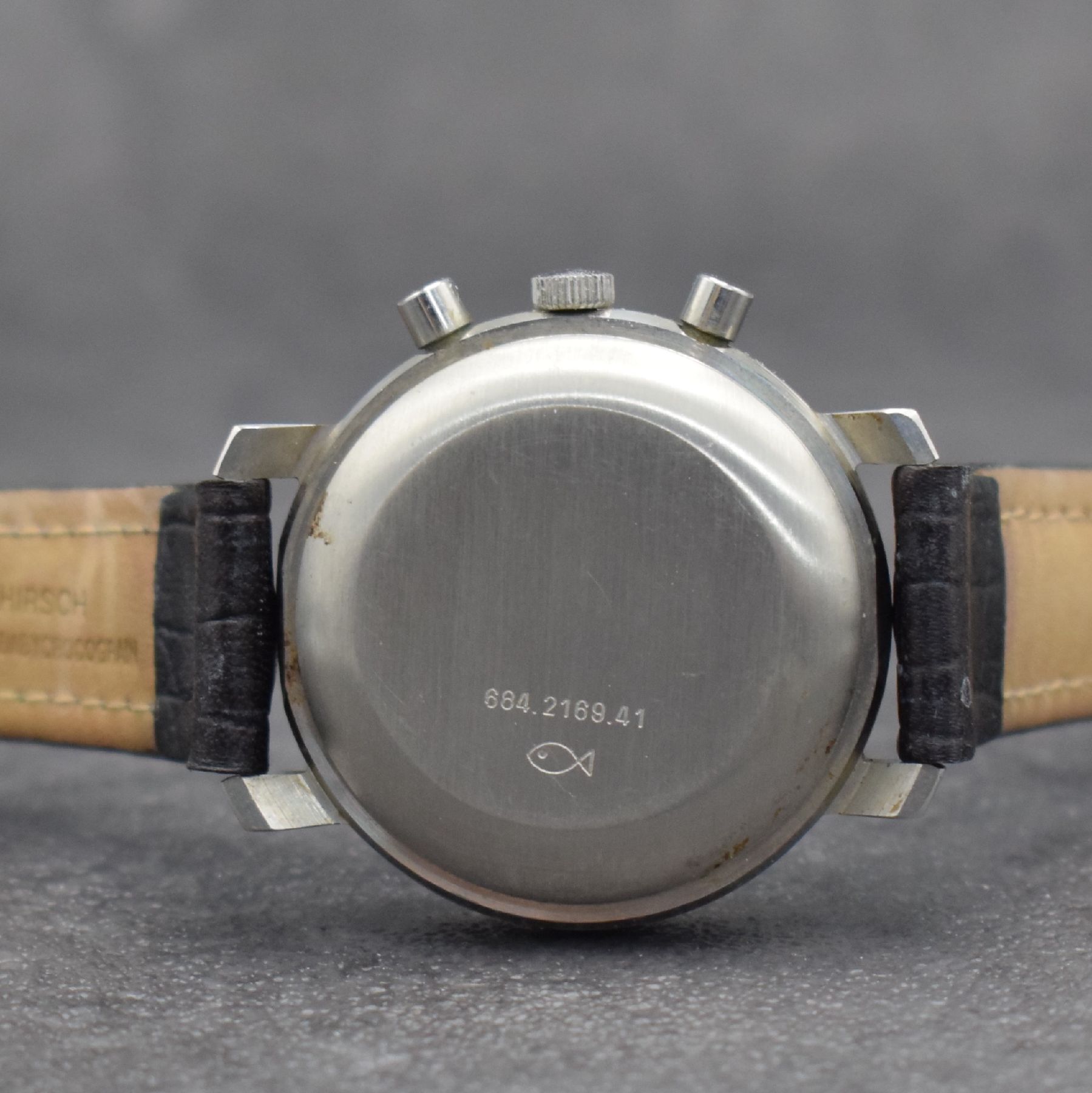 Detail e: ETERNA-MATIC Herrenarmbanduhr mit Chronograph Kaliber Lemania 5100, Schweiz um 1990, Automatik, 3-teil. Stahlgeh., Boden & Glasrand aufgedr., ...
