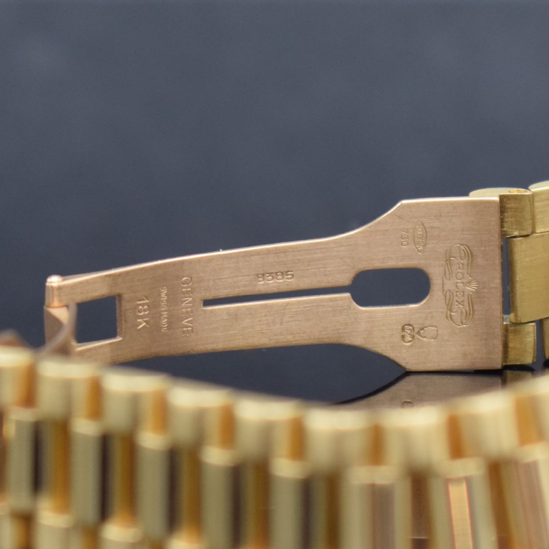 Detail f: ROLEX feine & seltene Herrenarmbanduhr Day- Date mit braunem Stella-Zifferblatt in GG 750/000 Referenz 1803, Automatik, Schweiz um 1977, Chronometer ...