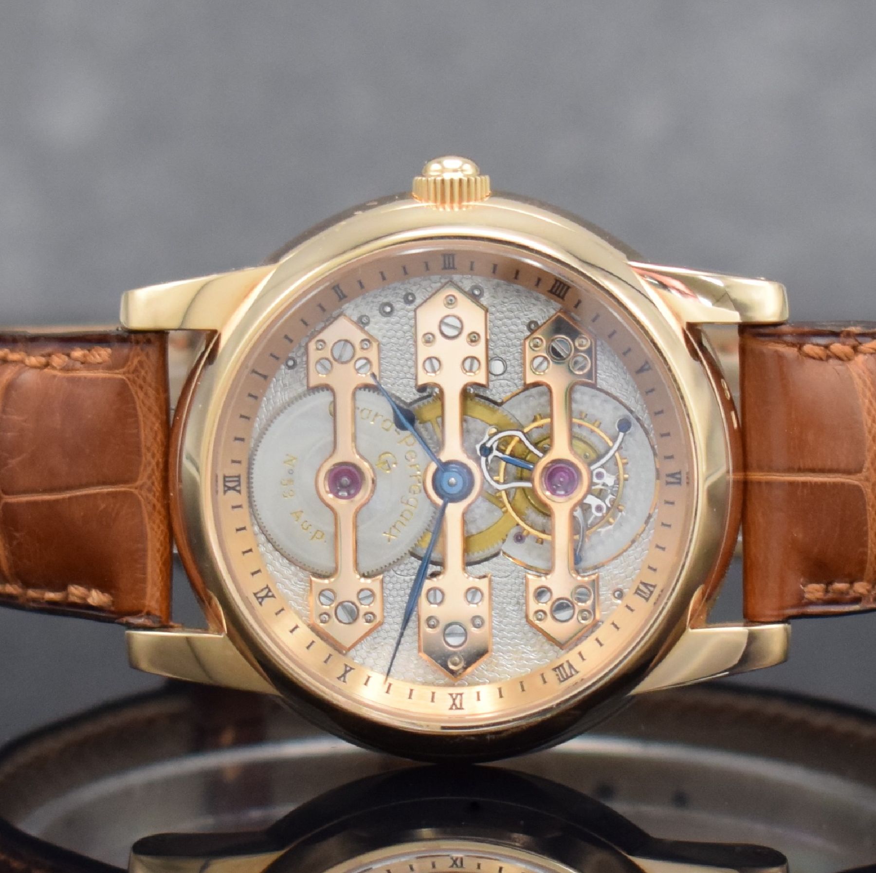 Detail a: GIRARD PERREGAUX hochfeines & extrem seltenes 3-Brücken Tourbillon Nr. 53 in RG 750/000 Referenz 9900 im nahezu neuwertigem Zustand, Handaufzug, ...