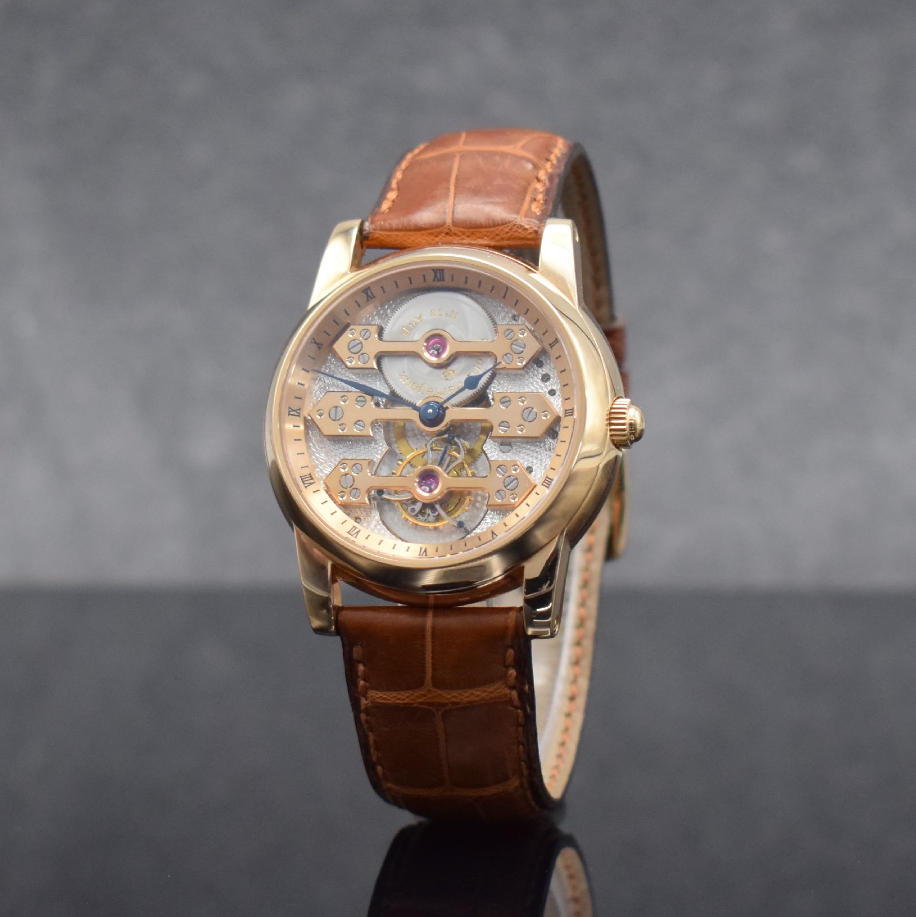 Detail b: GIRARD PERREGAUX hochfeines & extrem seltenes 3-Brücken Tourbillon Nr. 53 in RG 750/000 Referenz 9900 im nahezu neuwertigem Zustand, Handaufzug, ...