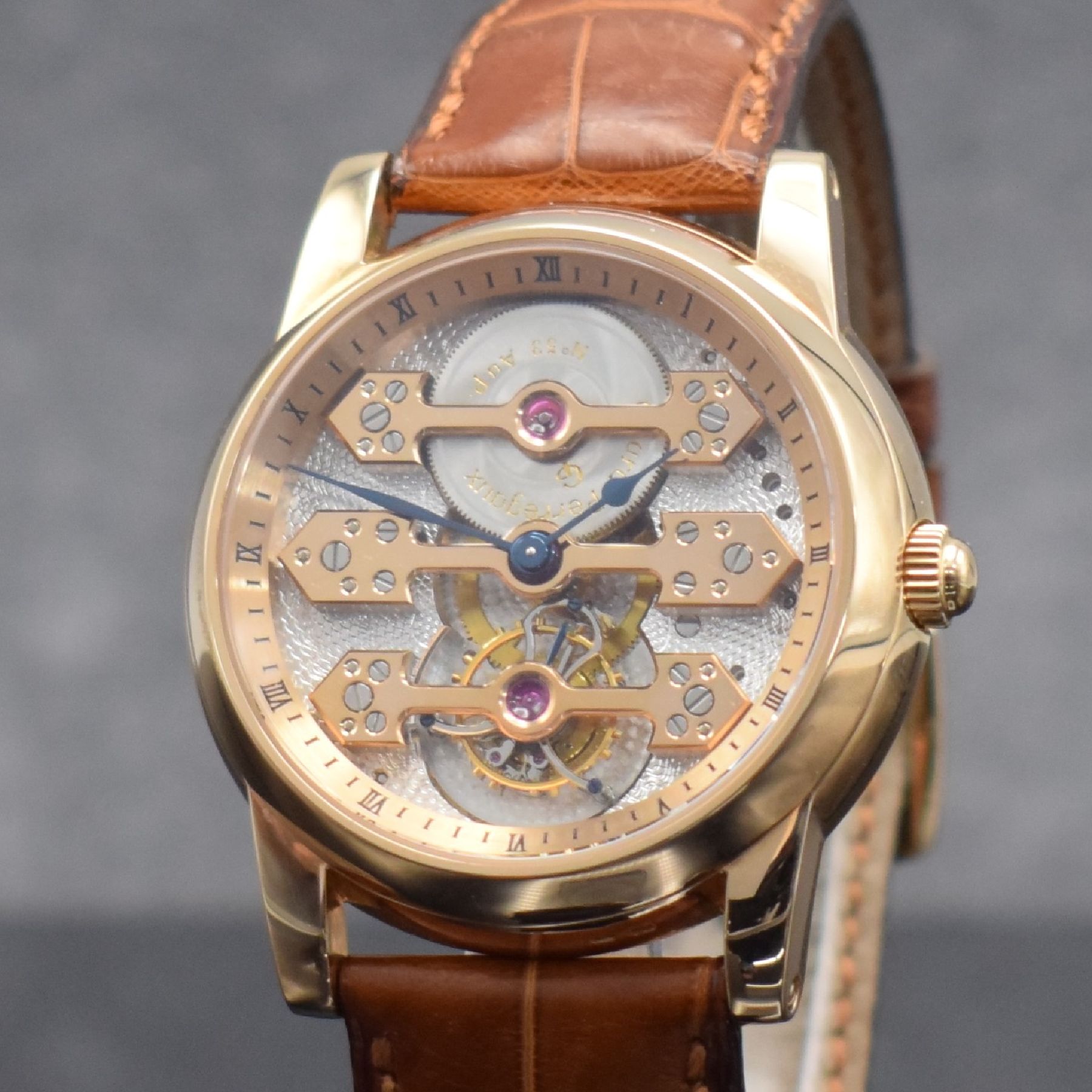Detail c: GIRARD PERREGAUX hochfeines & extrem seltenes 3-Brücken Tourbillon Nr. 53 in RG 750/000 Referenz 9900 im nahezu neuwertigem Zustand, Handaufzug, ...