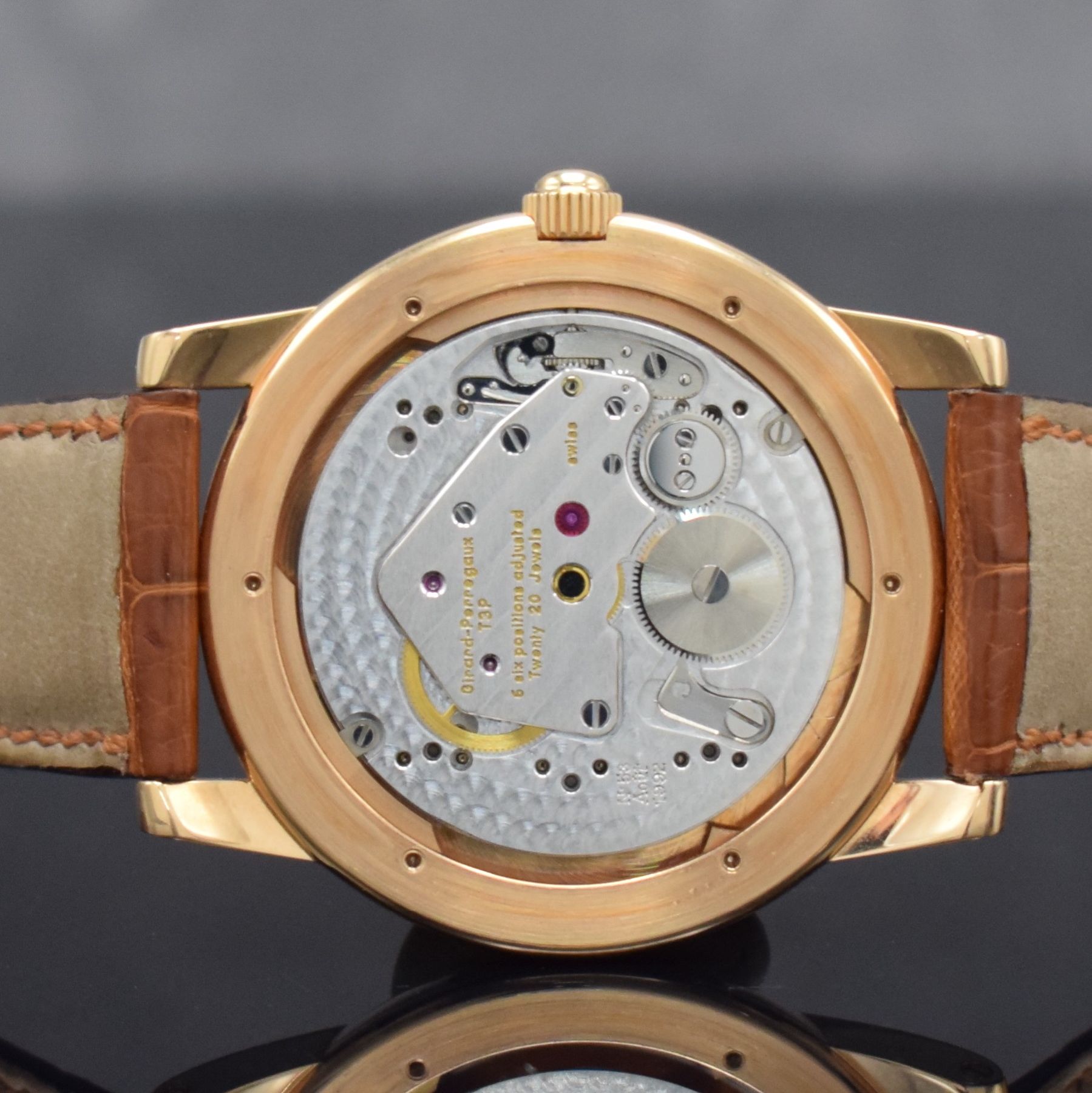 Detail h: GIRARD PERREGAUX hochfeines & extrem seltenes 3-Brücken Tourbillon Nr. 53 in RG 750/000 Referenz 9900 im nahezu neuwertigem Zustand, Handaufzug, ...