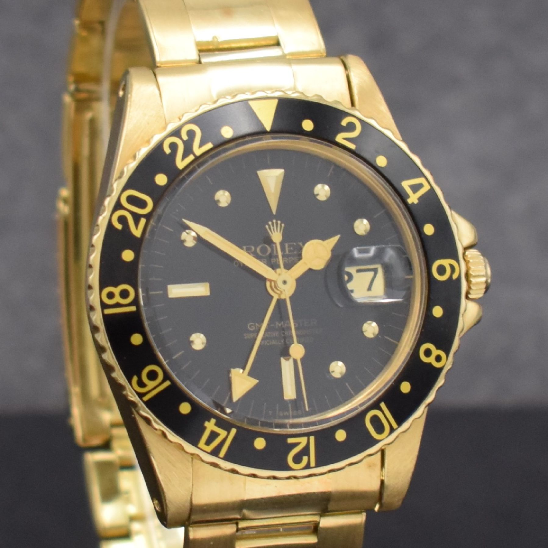Detail c: ROLEX sehr seltene Herrenarmbanduhr Oyster Perpetual GMT-Master Referenz 1675, Schweiz um 1977, Automatik, Chronometer der Superlative, Oysterband ...