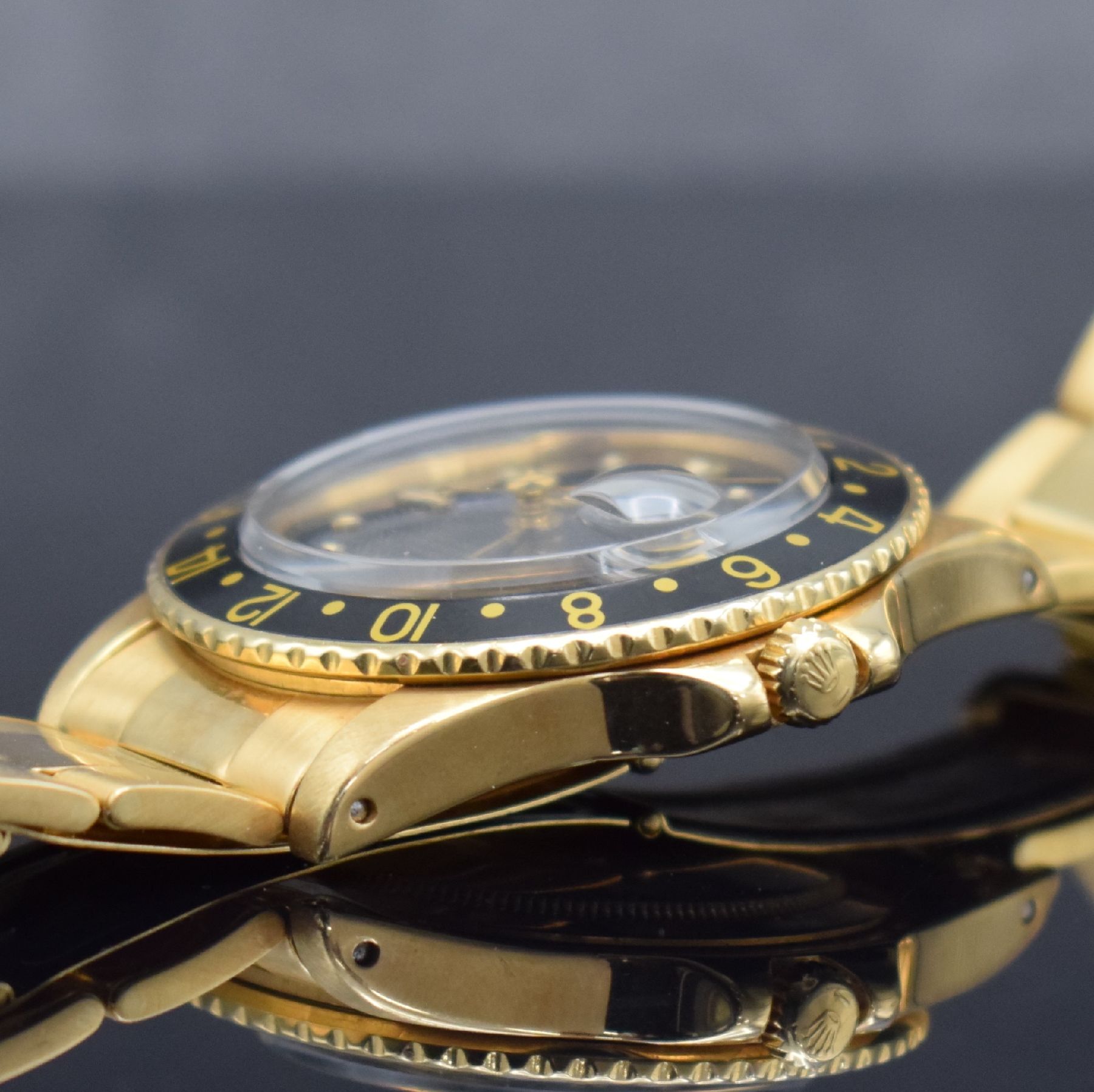 Detail f: ROLEX sehr seltene Herrenarmbanduhr Oyster Perpetual GMT-Master Referenz 1675, Schweiz um 1977, Automatik, Chronometer der Superlative, Oysterband ...