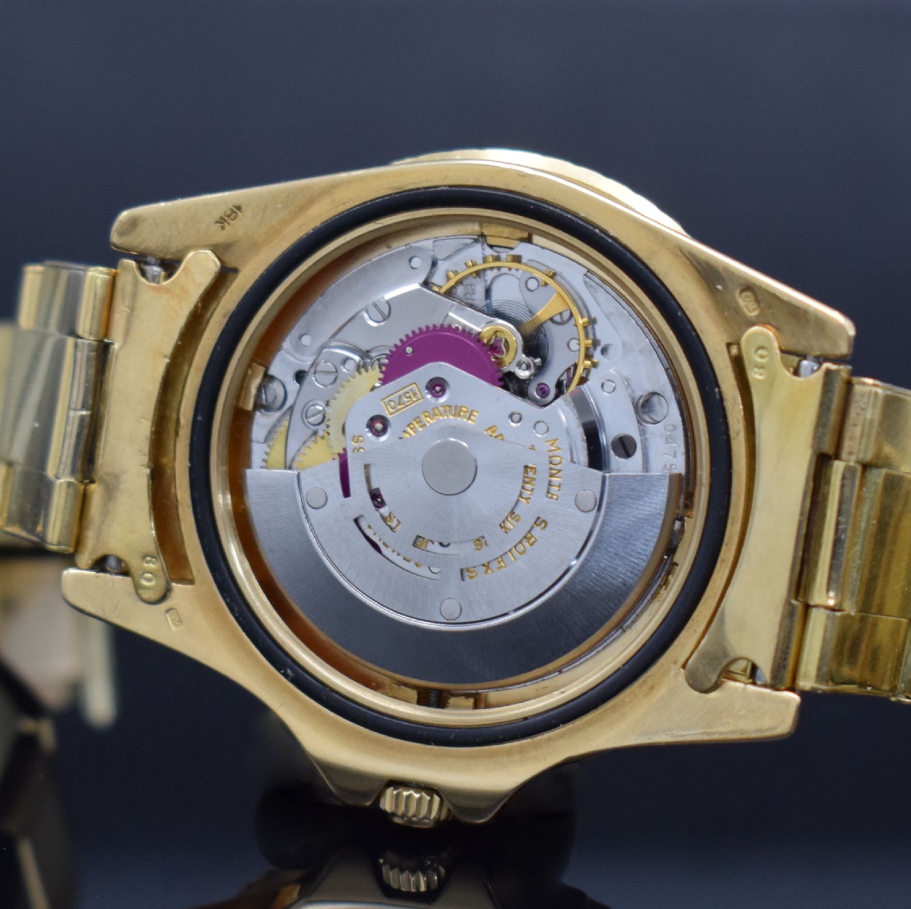 Detail i: ROLEX sehr seltene Herrenarmbanduhr Oyster Perpetual GMT-Master Referenz 1675, Schweiz um 1977, Automatik, Chronometer der Superlative, Oysterband ...