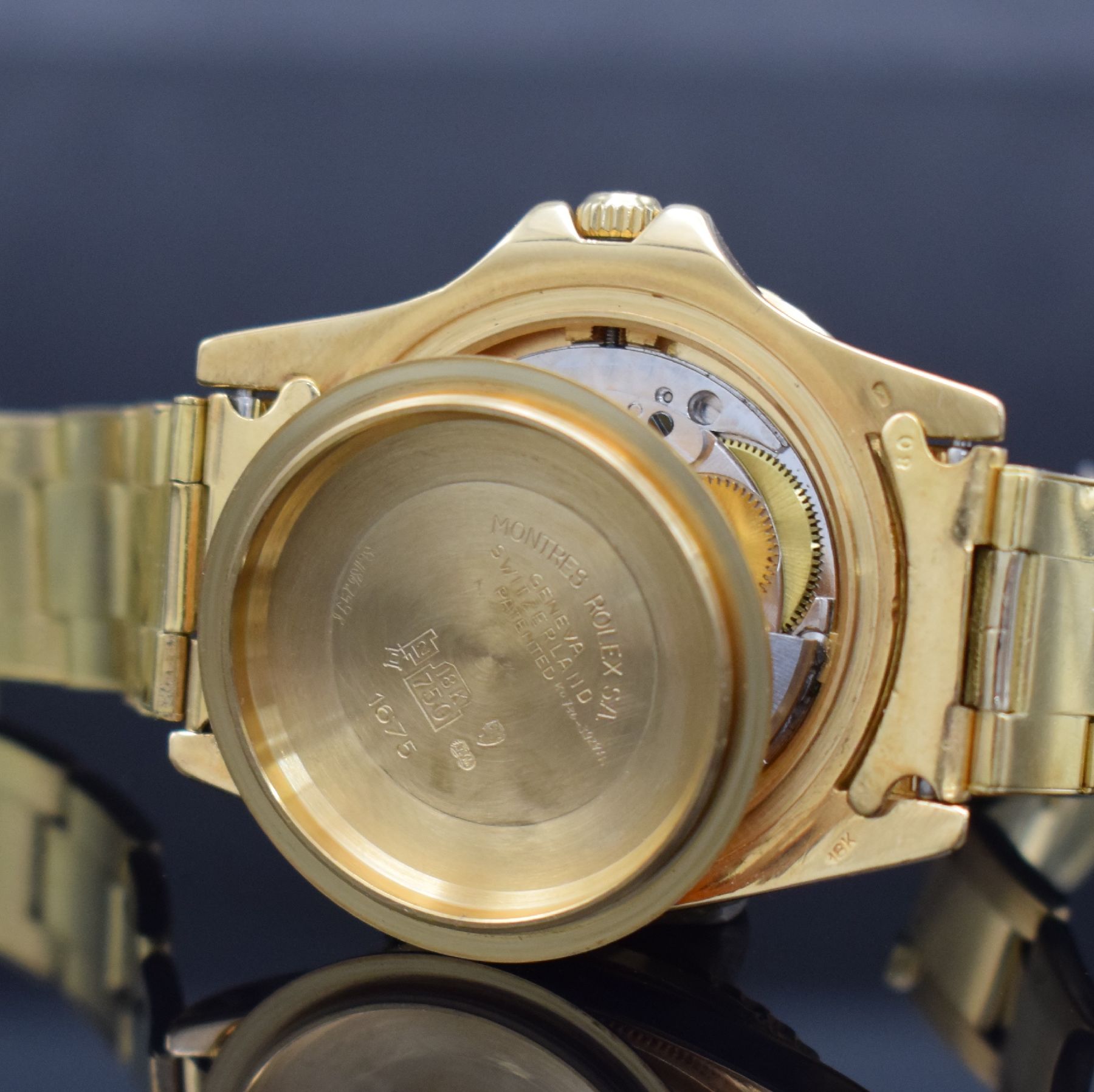 Detail j: ROLEX sehr seltene Herrenarmbanduhr Oyster Perpetual GMT-Master Referenz 1675, Schweiz um 1977, Automatik, Chronometer der Superlative, Oysterband ...