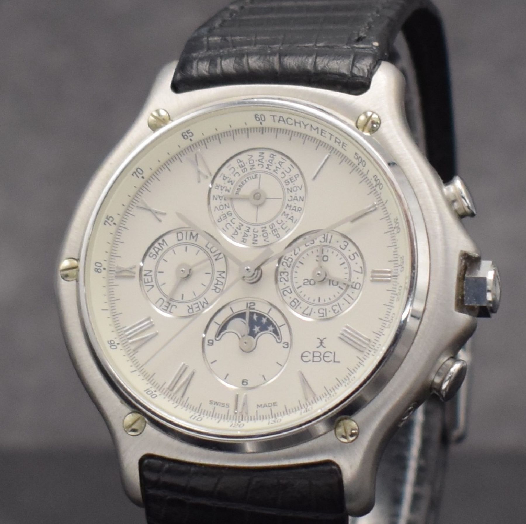 Detail c: EBEL astronomischer Schaltradchronograph 1911 ewiger Kalender in WG 750/000, Automatik, Schweiz um 2000, Ref. 3136901, massives Goldgeh. inkl. orig. ...