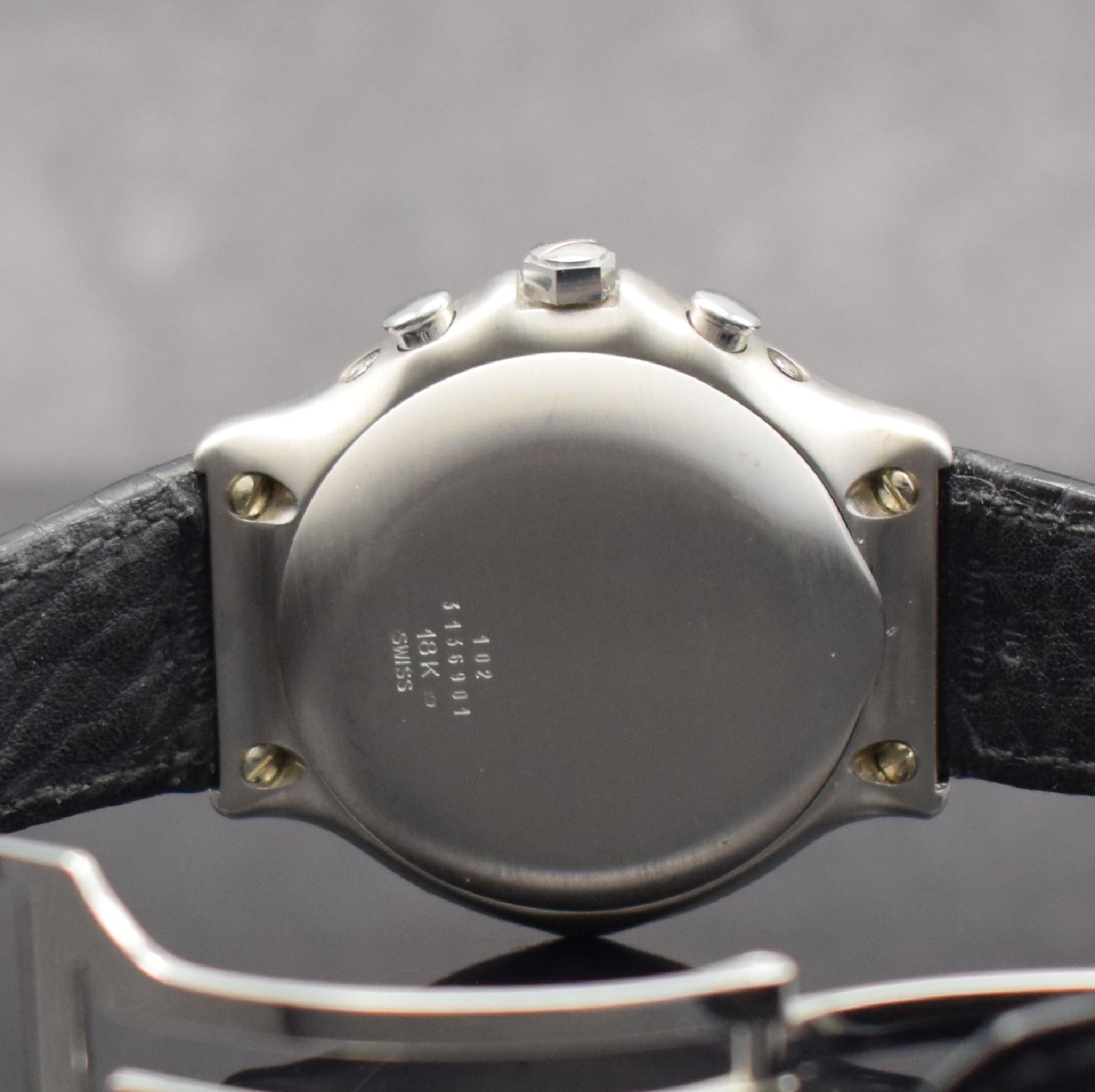 Detail e: EBEL astronomischer Schaltradchronograph 1911 ewiger Kalender in WG 750/000, Automatik, Schweiz um 2000, Ref. 3136901, massives Goldgeh. inkl. orig. ...