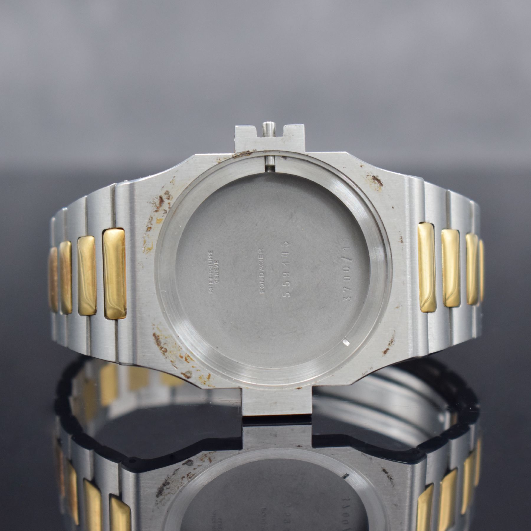 Detail g: PATEK PHILIPPE hochfeine & seltene Herrenarmbanduhr "Jumbo" Nautilus Ref. 3700/11 Design von Gerald Genta in Stahl & GG 750/000 kombiniert, ...