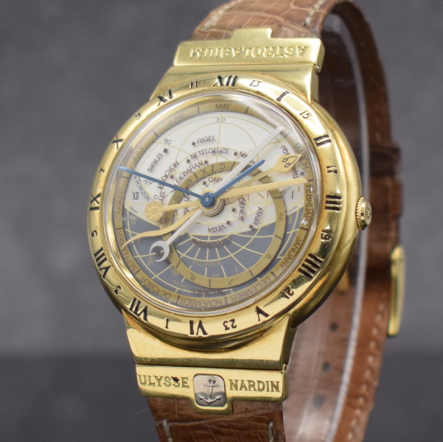 Detail c: ULYSSE NARDIN feine & seltene, astronomische Herrenarmbanduhr Astrolabium Galileo Galilei in GG 750/000, Schweiz um 1992, Automatik, Ref. 911-22, ...