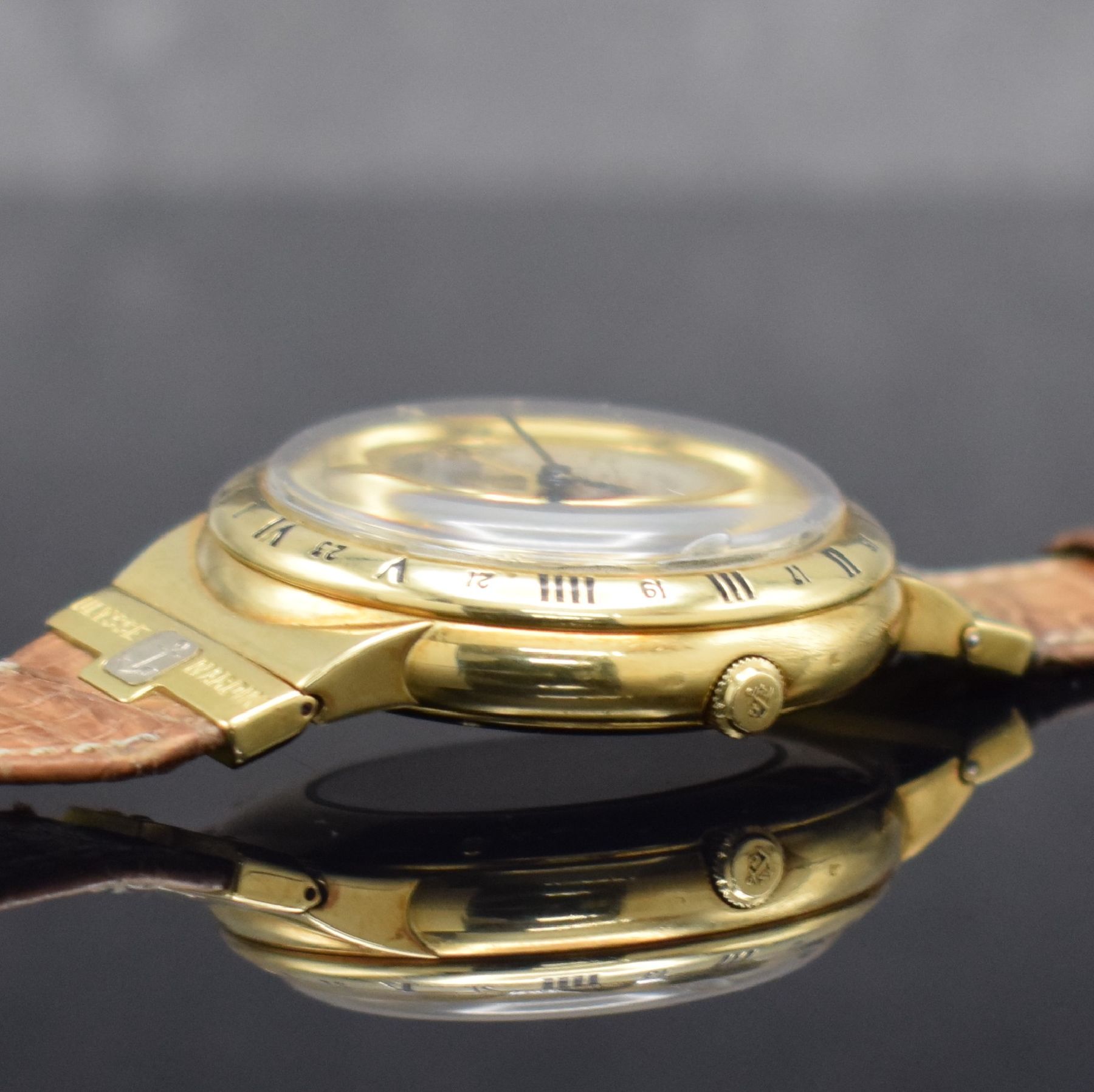 Detail e: ULYSSE NARDIN feine & seltene, astronomische Herrenarmbanduhr Astrolabium Galileo Galilei in GG 750/000, Schweiz um 1992, Automatik, Ref. 911-22, ...