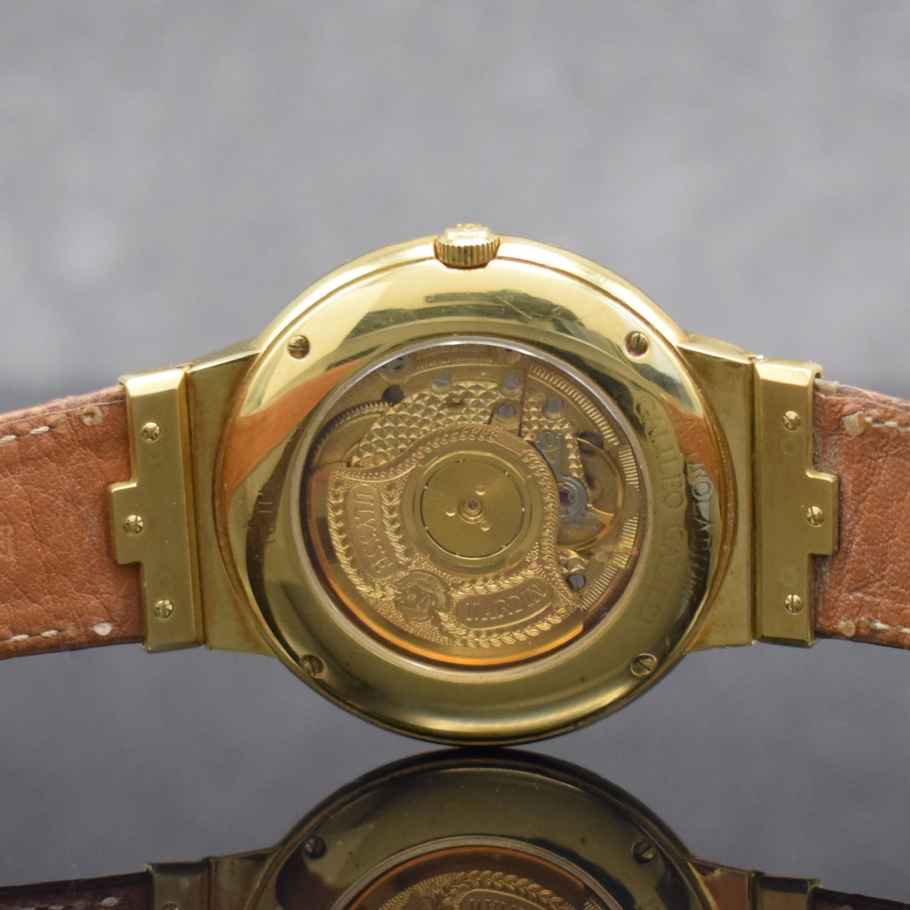 Detail f: ULYSSE NARDIN feine & seltene, astronomische Herrenarmbanduhr Astrolabium Galileo Galilei in GG 750/000, Schweiz um 1992, Automatik, Ref. 911-22, ...
